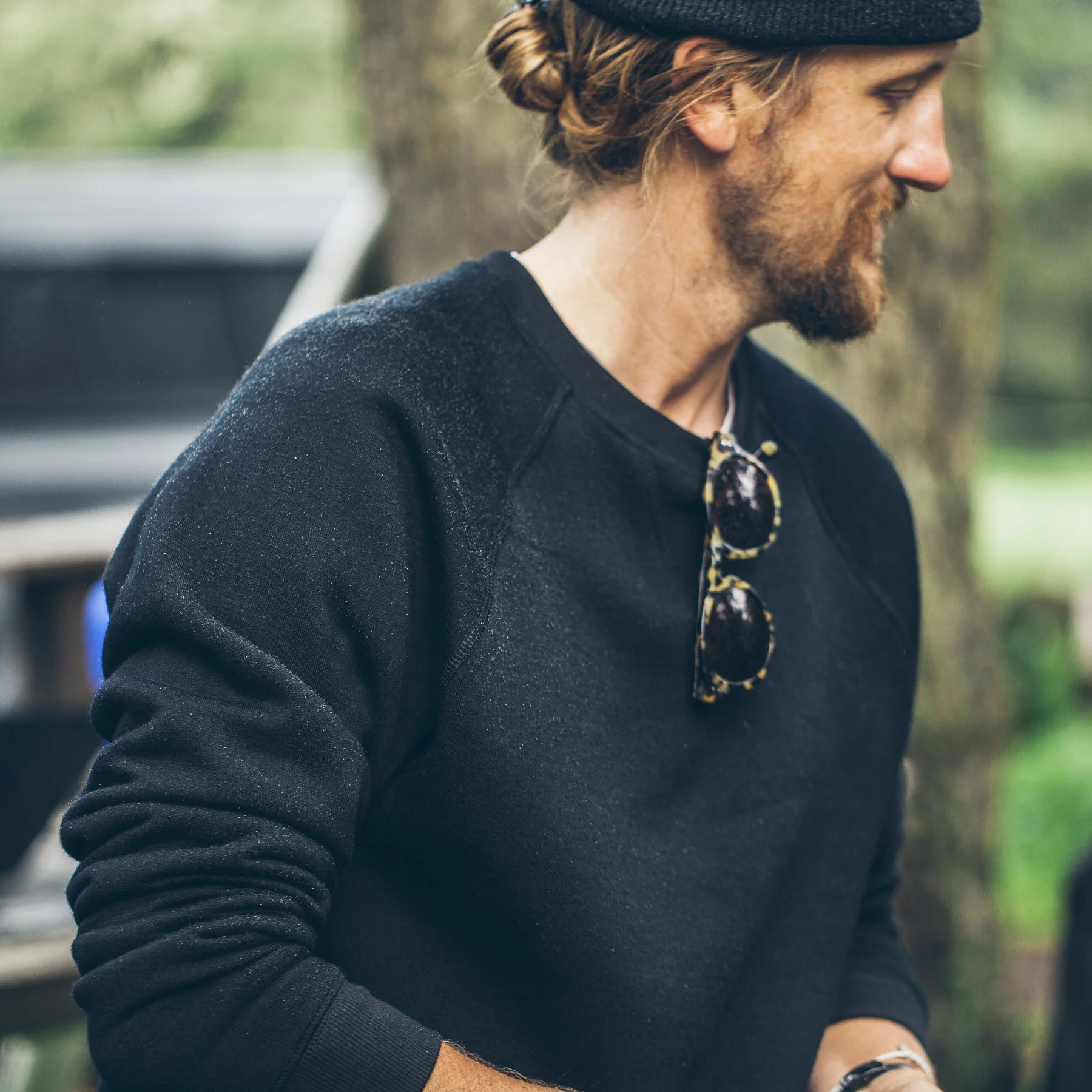 The Merino Crewneck in Black Fleece - Image 3