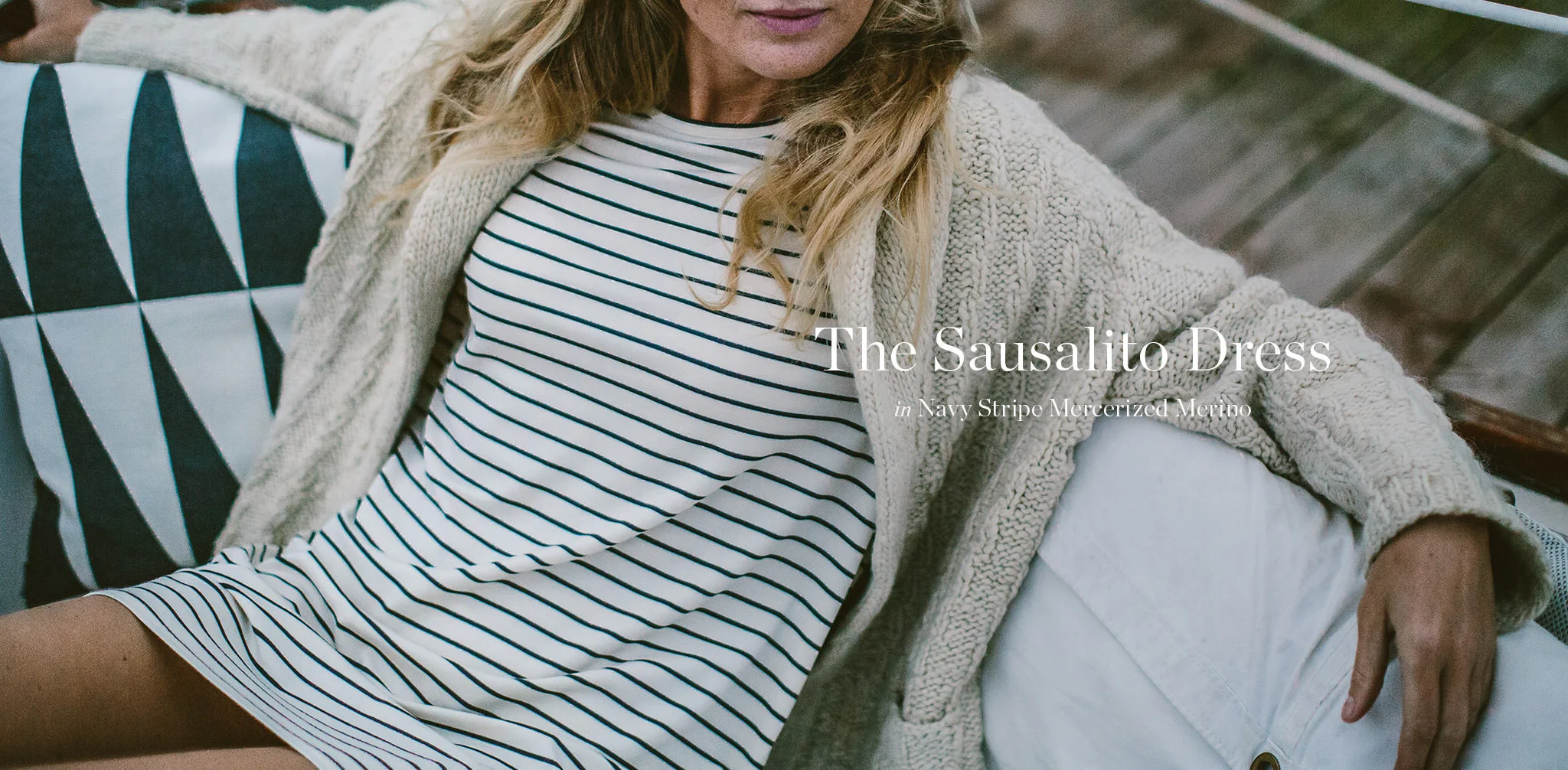 The Sausalito Dress in Navy Stripe Mercerized Merino - Image 7