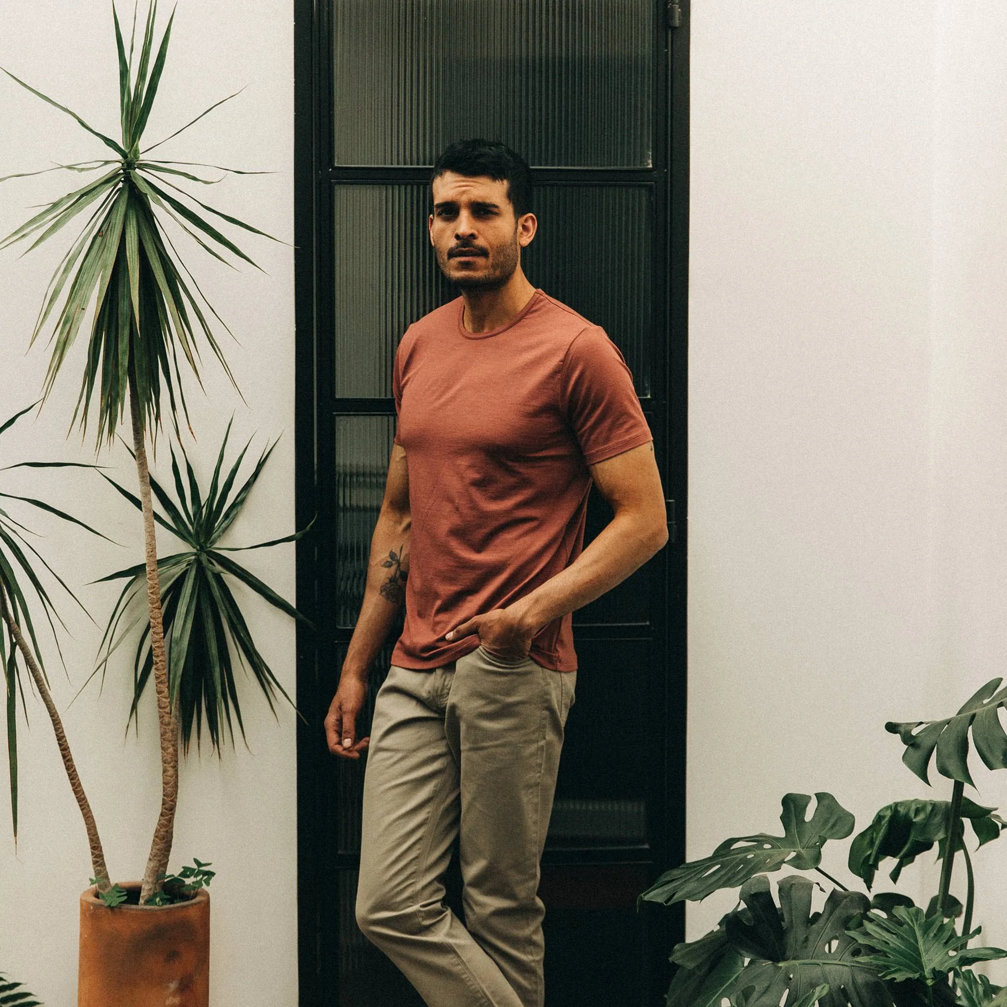 The Merino Tee in Brick Red - Image 2
