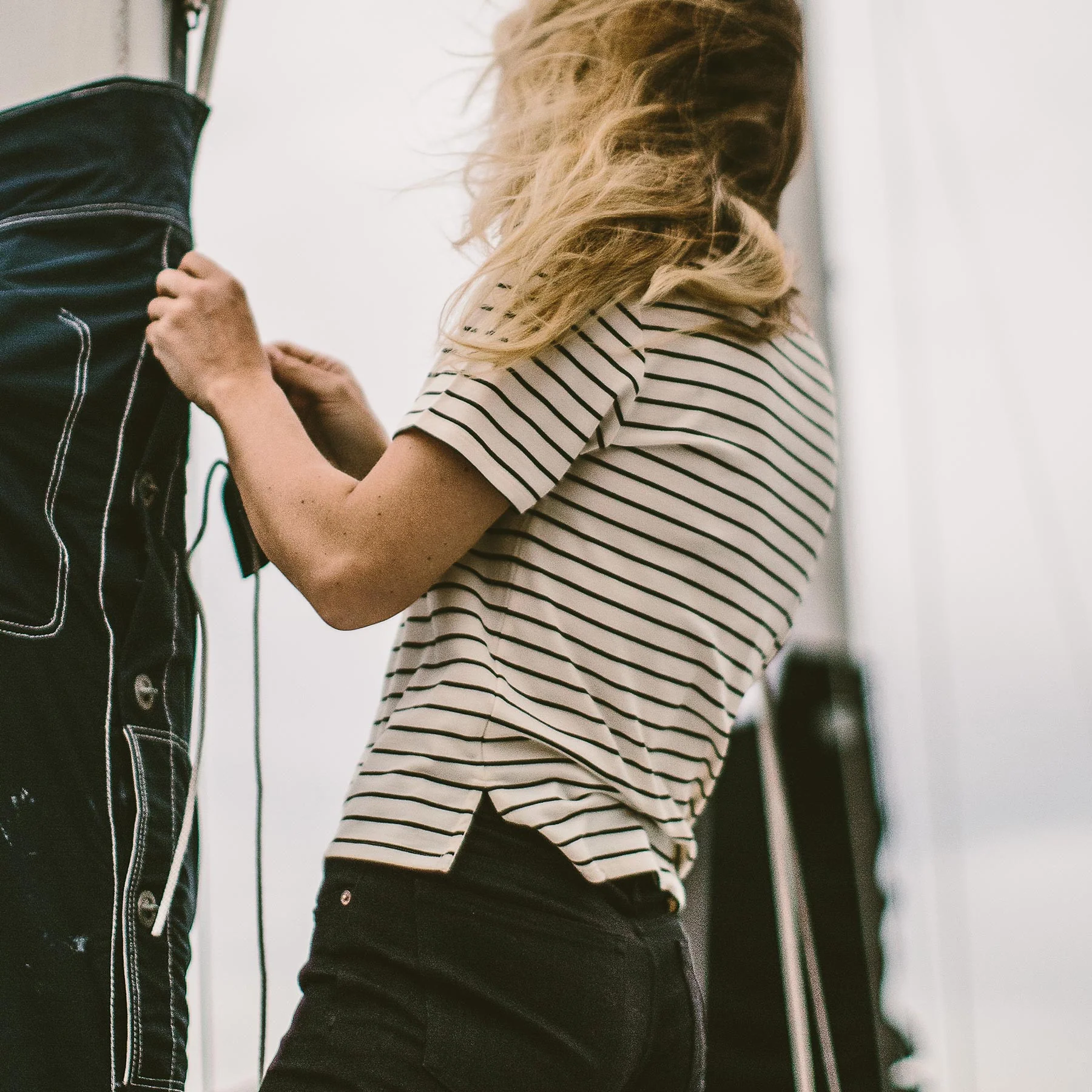 The Sausalito Tee in Forest Stripe Mercerized Merino - Image 6