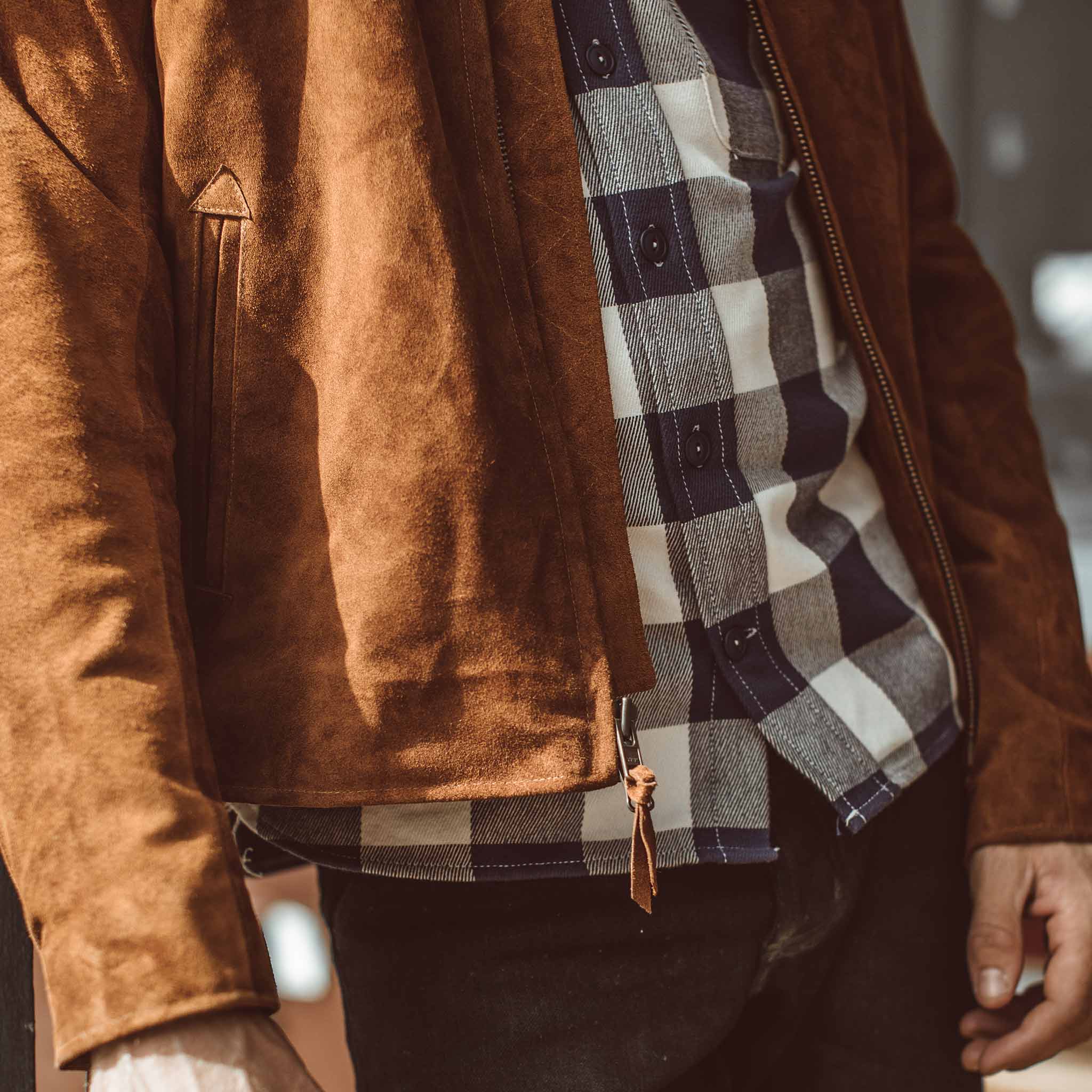 The Moto Jacket in Tobacco Weatherproof Suede - Image 5