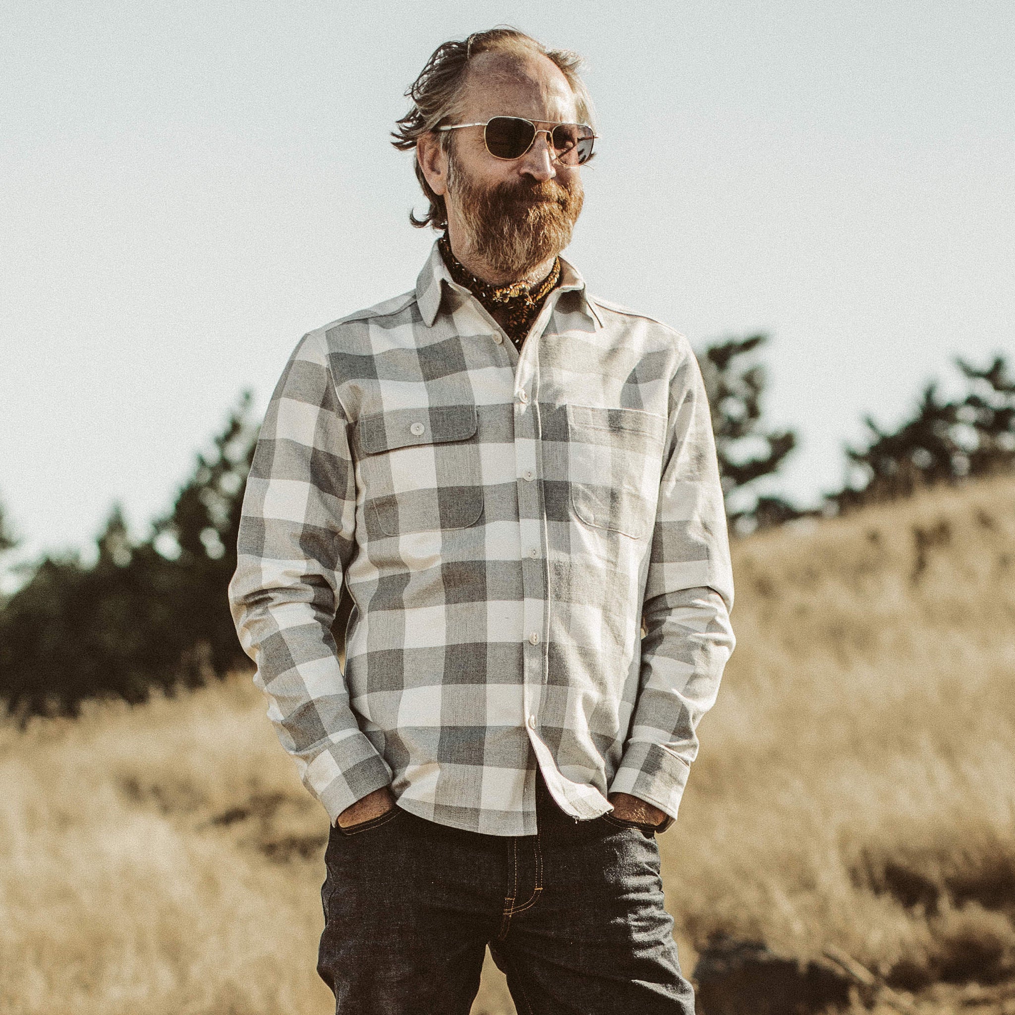 The Moto Utility Shirt in Ash & Natural Plaid - Image 2