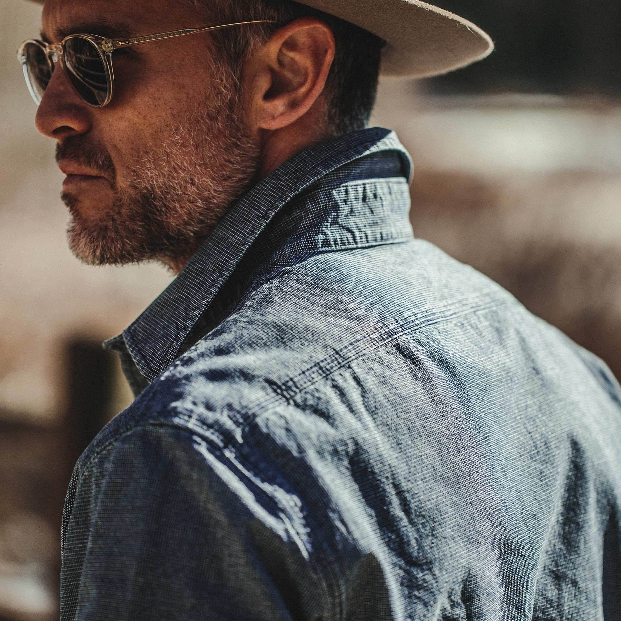 The Moto Utility Shirt in Indigo Pindot - Image 4
