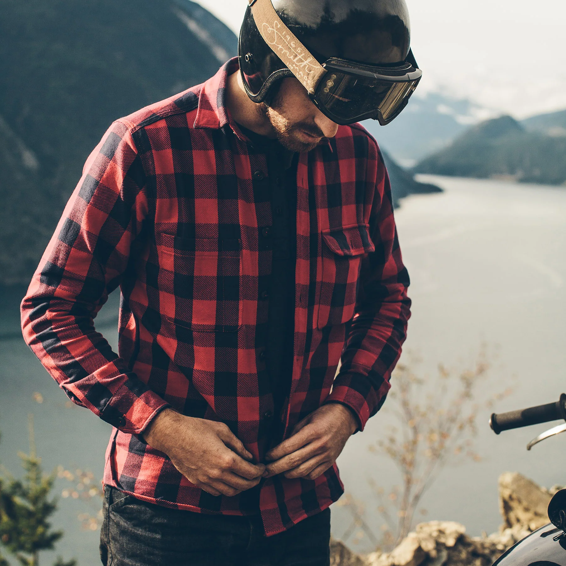 The Moto Utility Shirt in Red Buffalo Plaid - Image 2