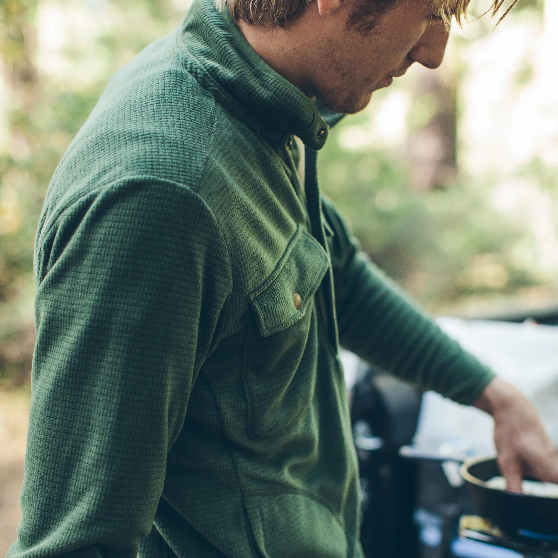 The Pack Pullover in Olive Polartec Fleece - Image 4