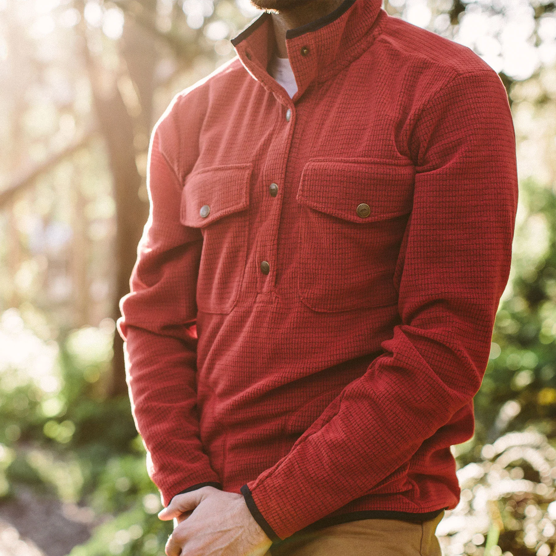 The Pack Pullover in Red Polartec Fleece - Image 4