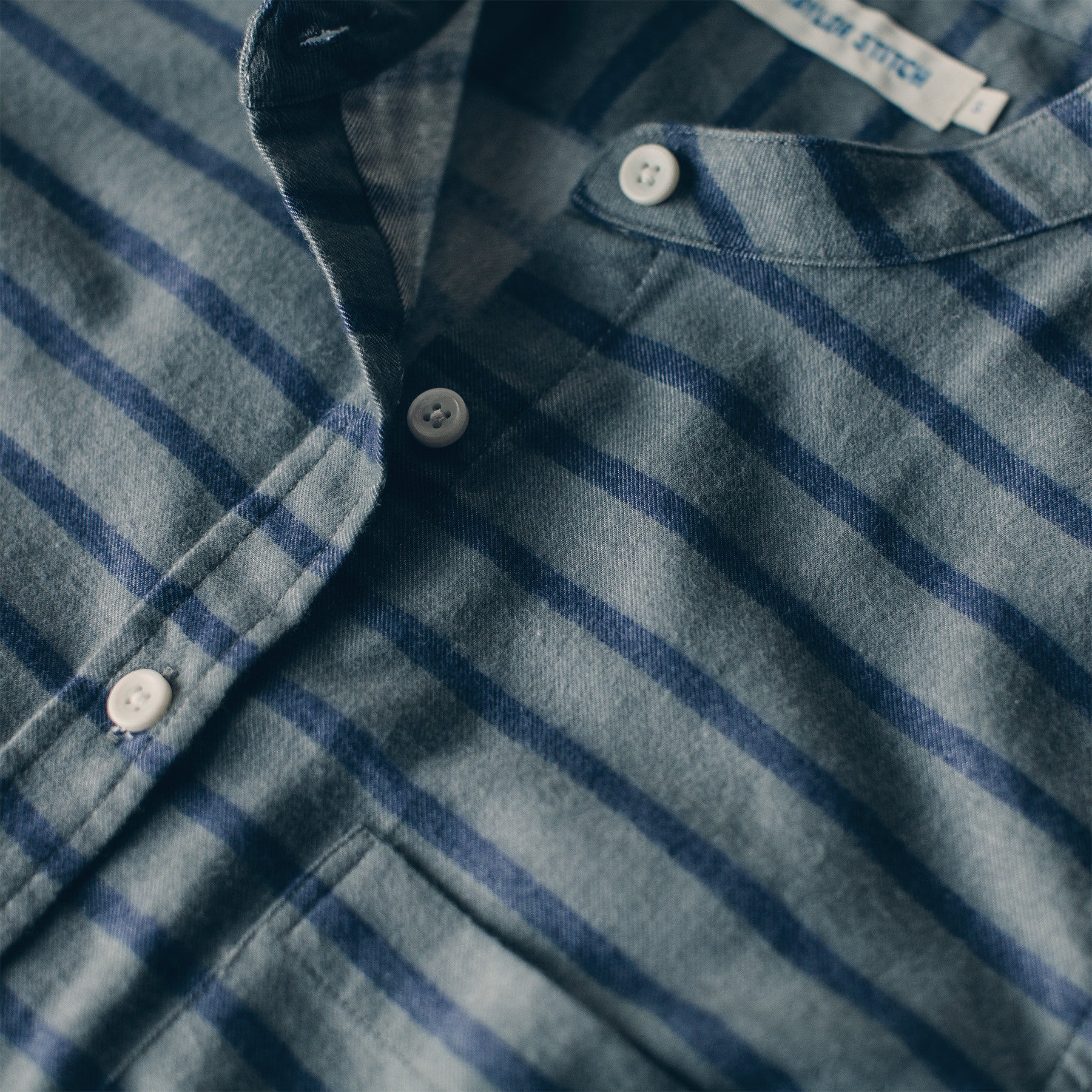 The Piper Shirt in Ash & Navy Stripe Flannel - Image 6