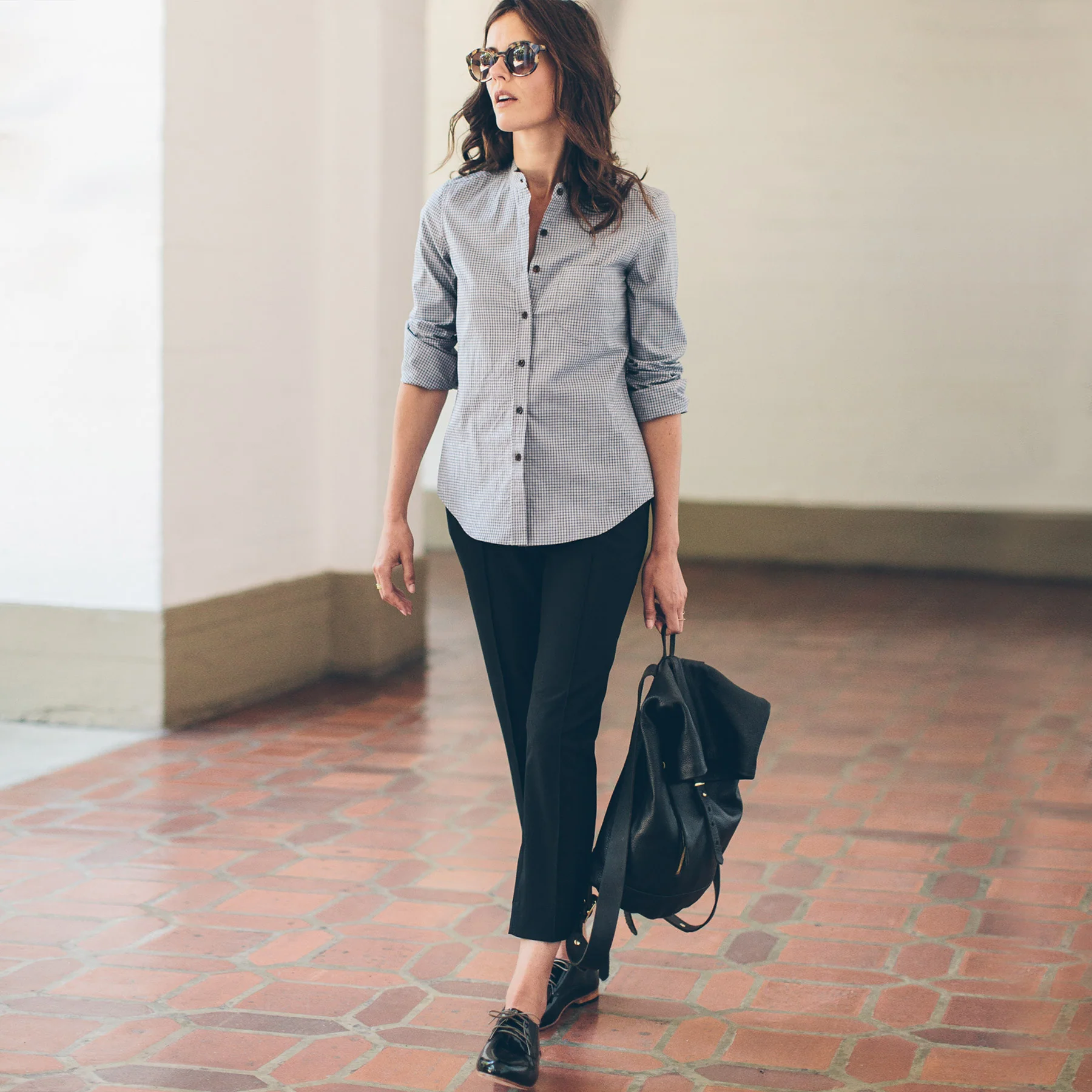 The Piper Shirt in Ash Grey Check - Image 3