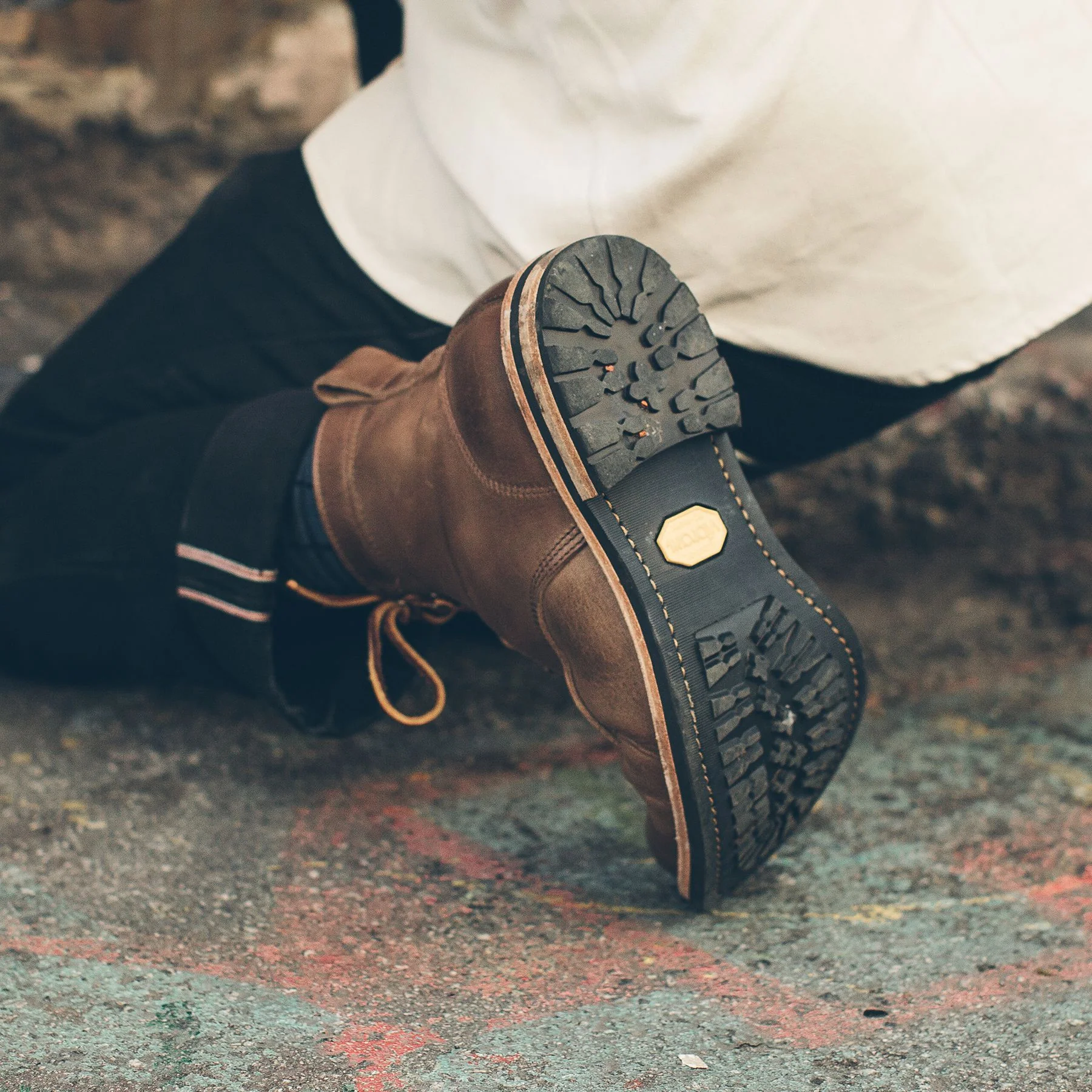 The Plain Toe Moto Boot in Natural Chromexcel - Extra Widths - Image 7