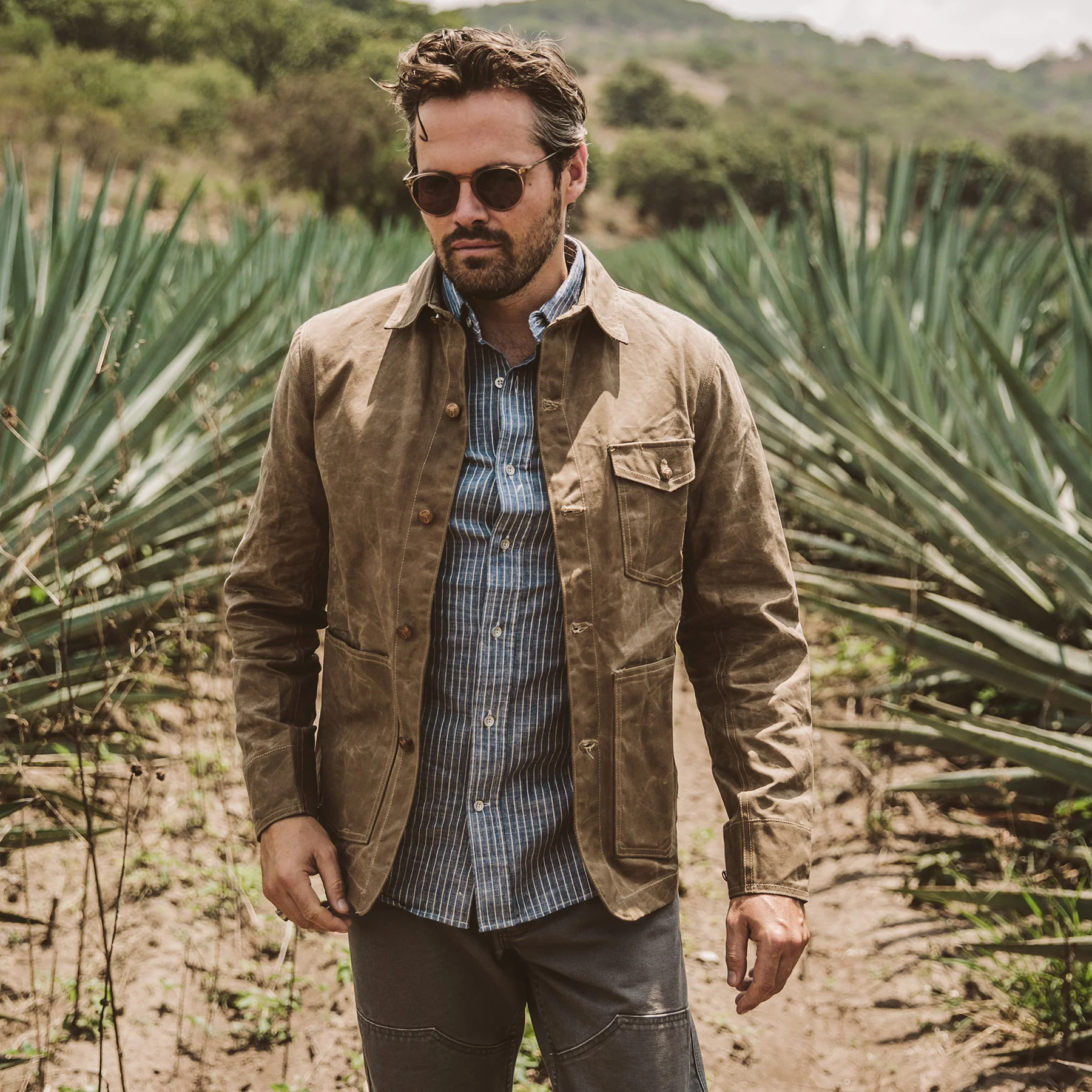 The Project Jacket in Field Tan Beeswaxed Canvas - Image 2
