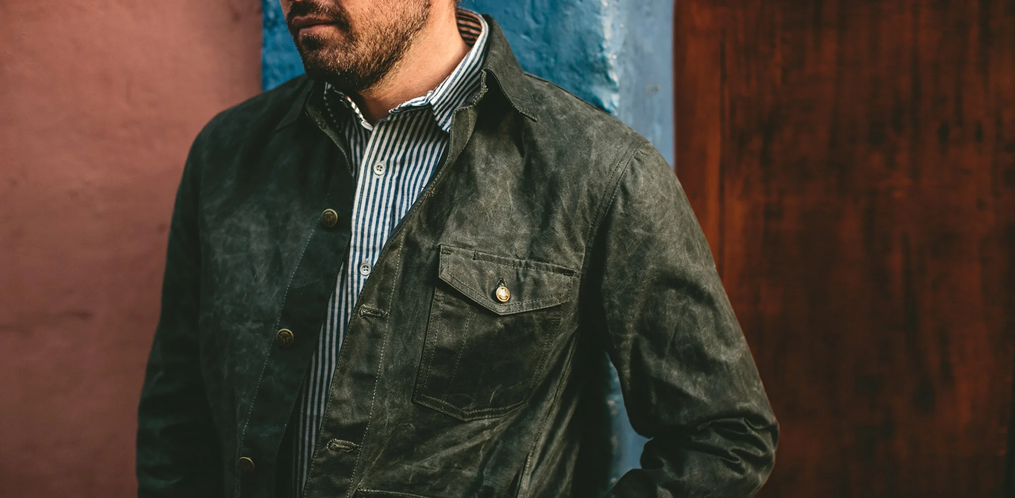 The Project Jacket in Olive Beeswaxed Canvas - Image 10