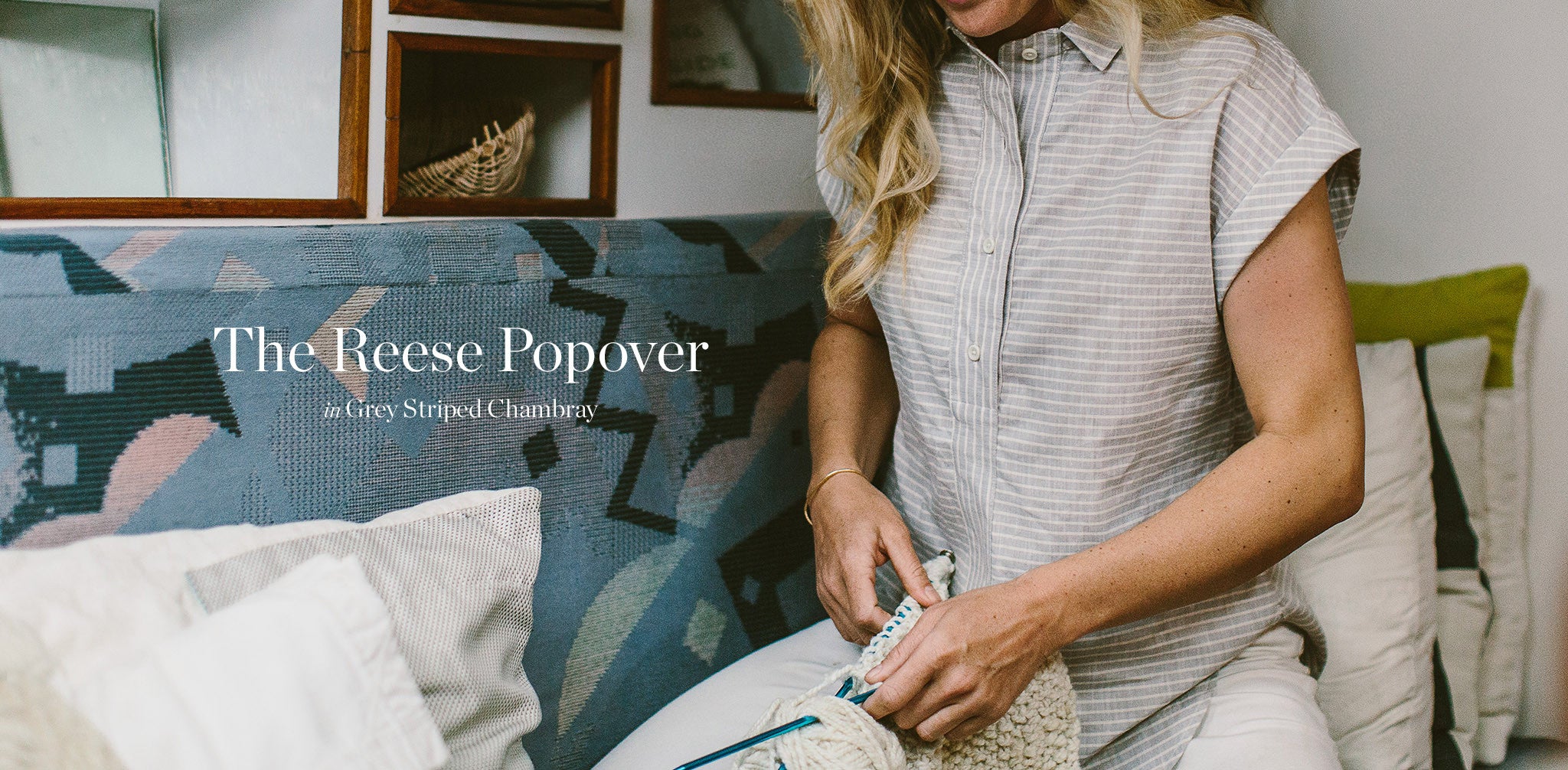 The Reese Popover in Grey Striped Chambray - Image 8