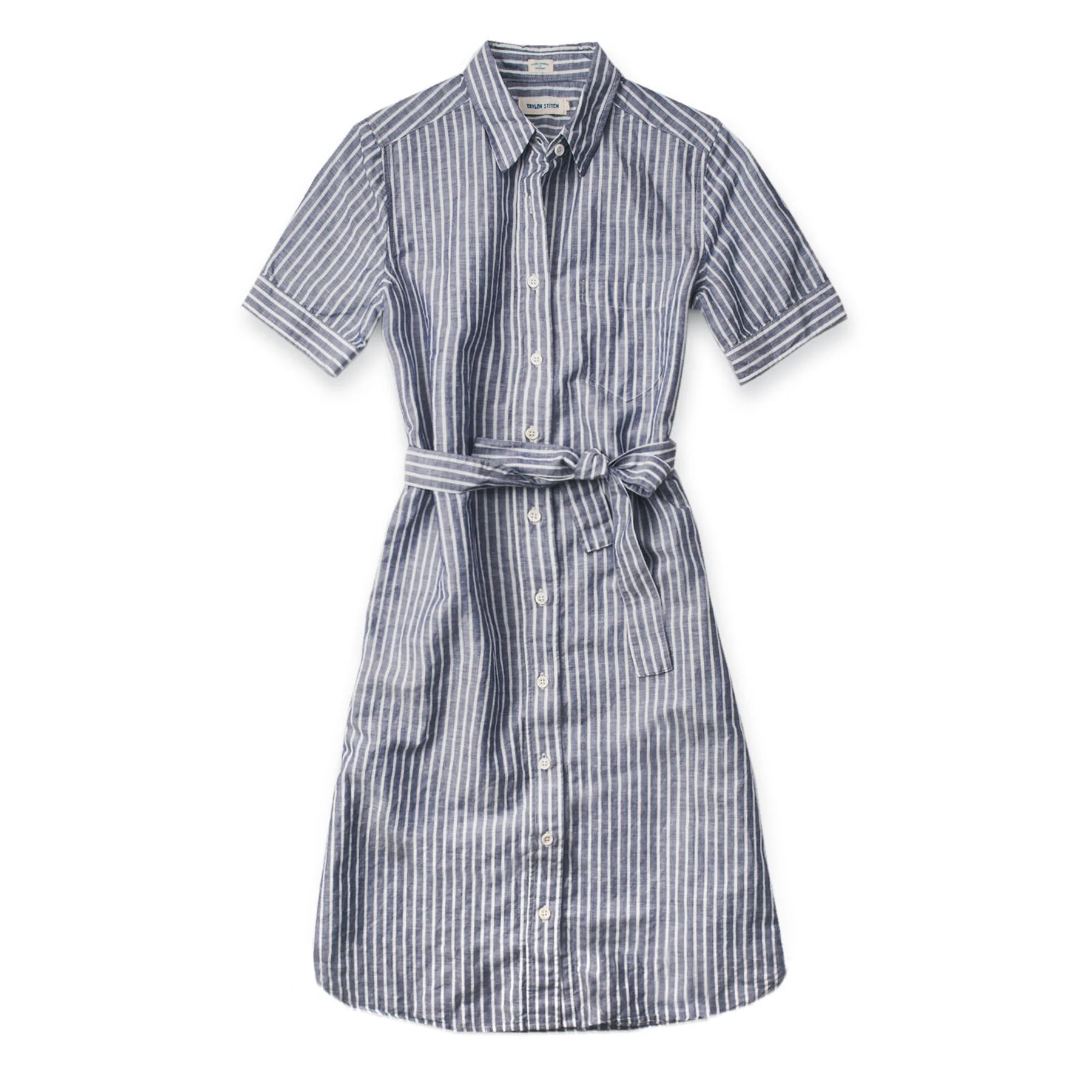The Riley Dress in Indigo Stripe