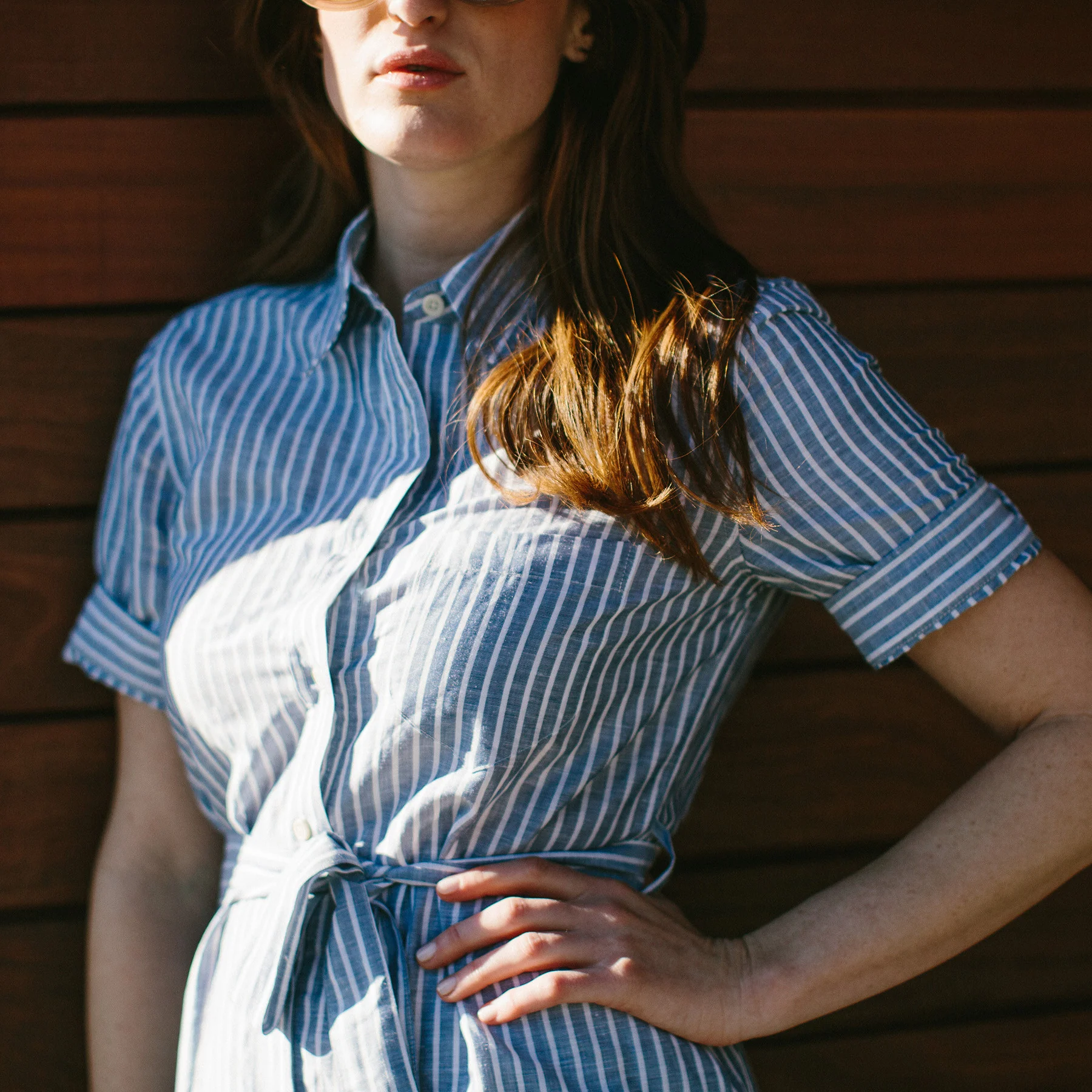 The Riley Dress in Indigo Stripe - Image 4