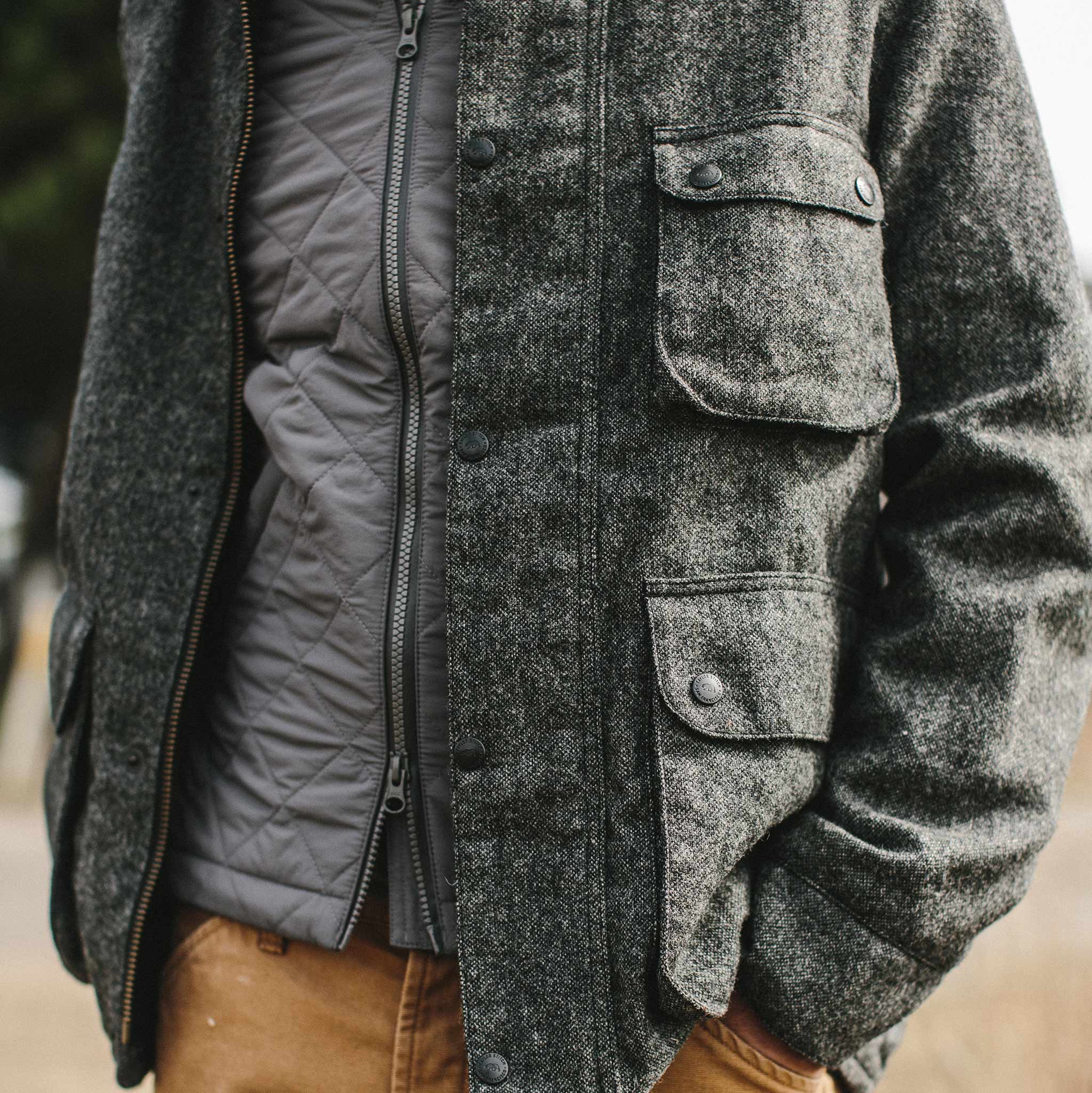 The Rover Jacket in Charcoal Birdseye Waxed Wool - Image 6