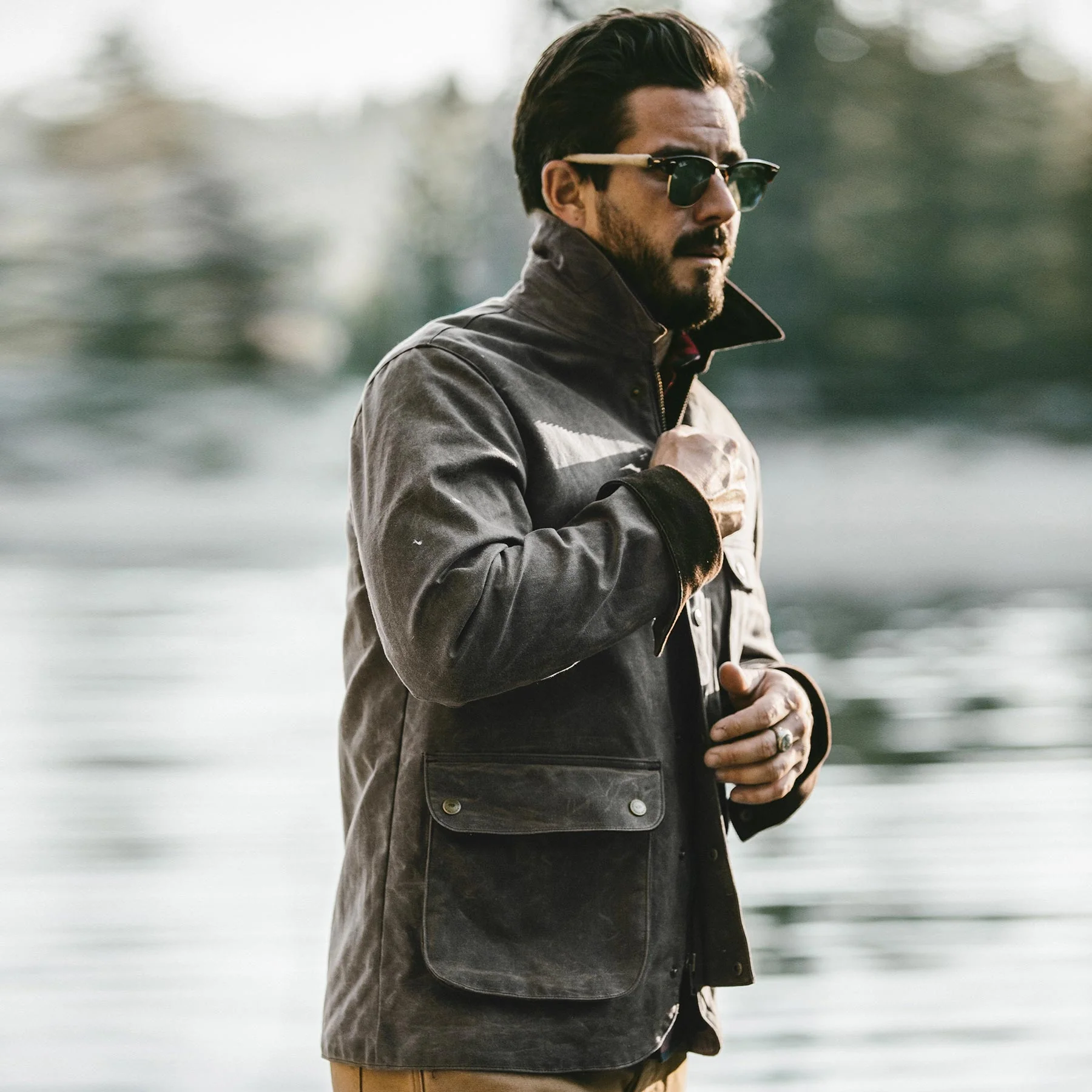 The Rover Jacket in Chocolate Beeswaxed Canvas - Image 2