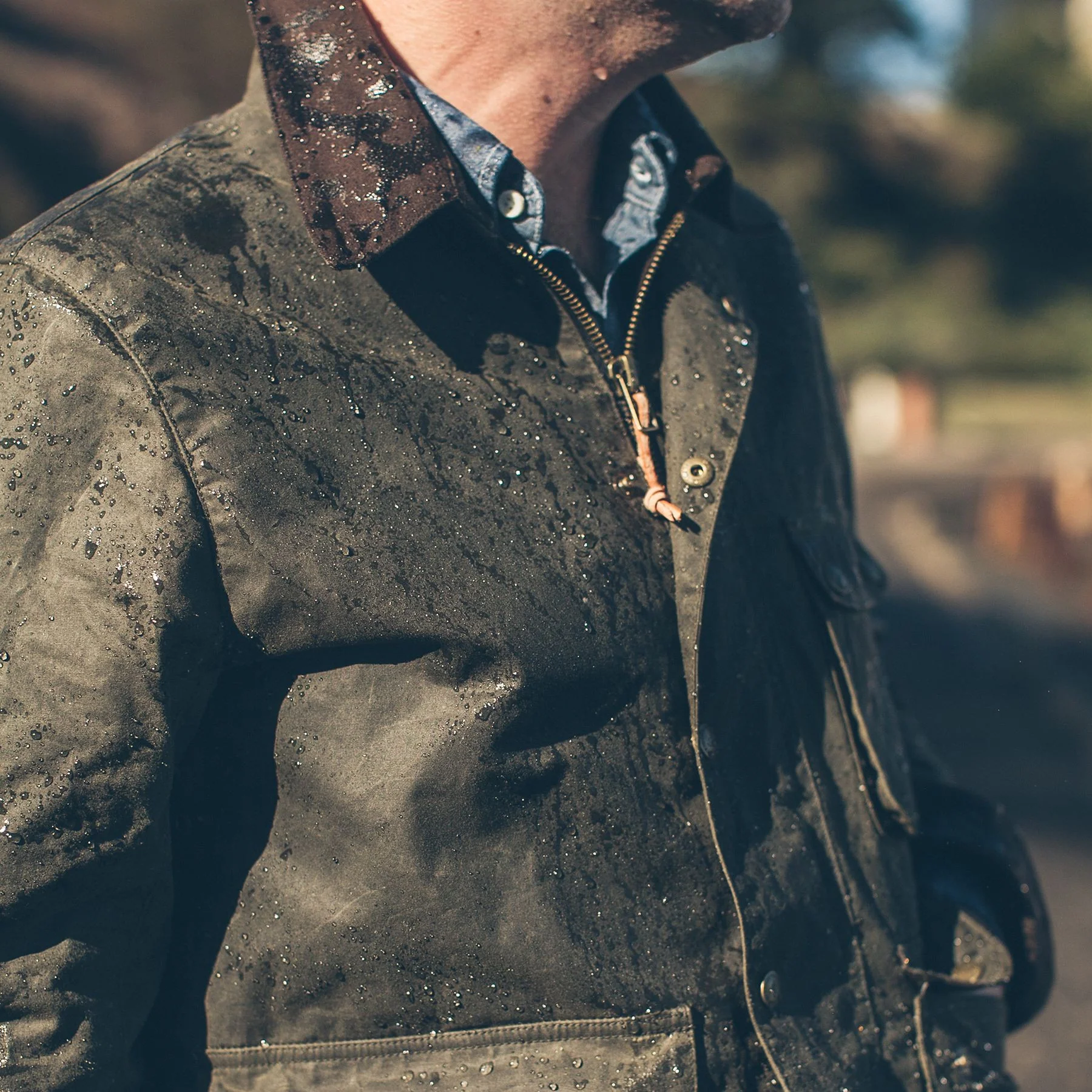 The Rover Jacket in Dark Olive Beeswaxed Canvas - Image 3