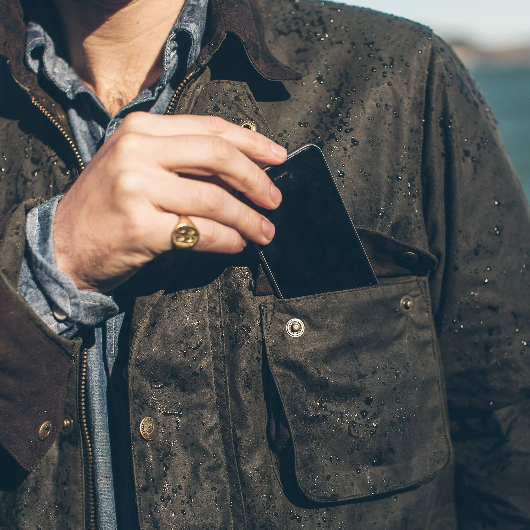 The Rover Jacket in Dark Olive Beeswaxed Canvas - Image 5