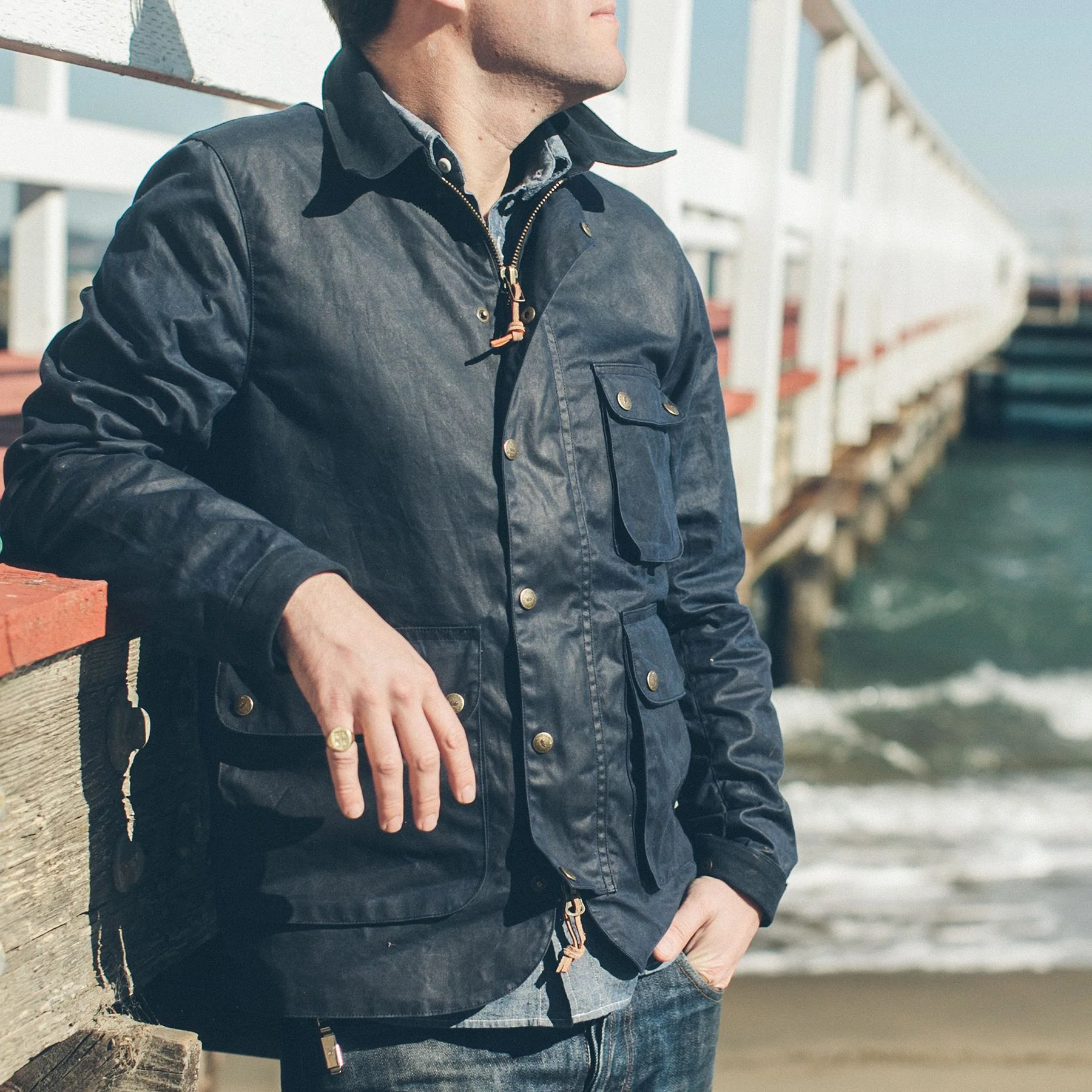 The Rover Jacket in Navy Waxed Cotton - Image 2