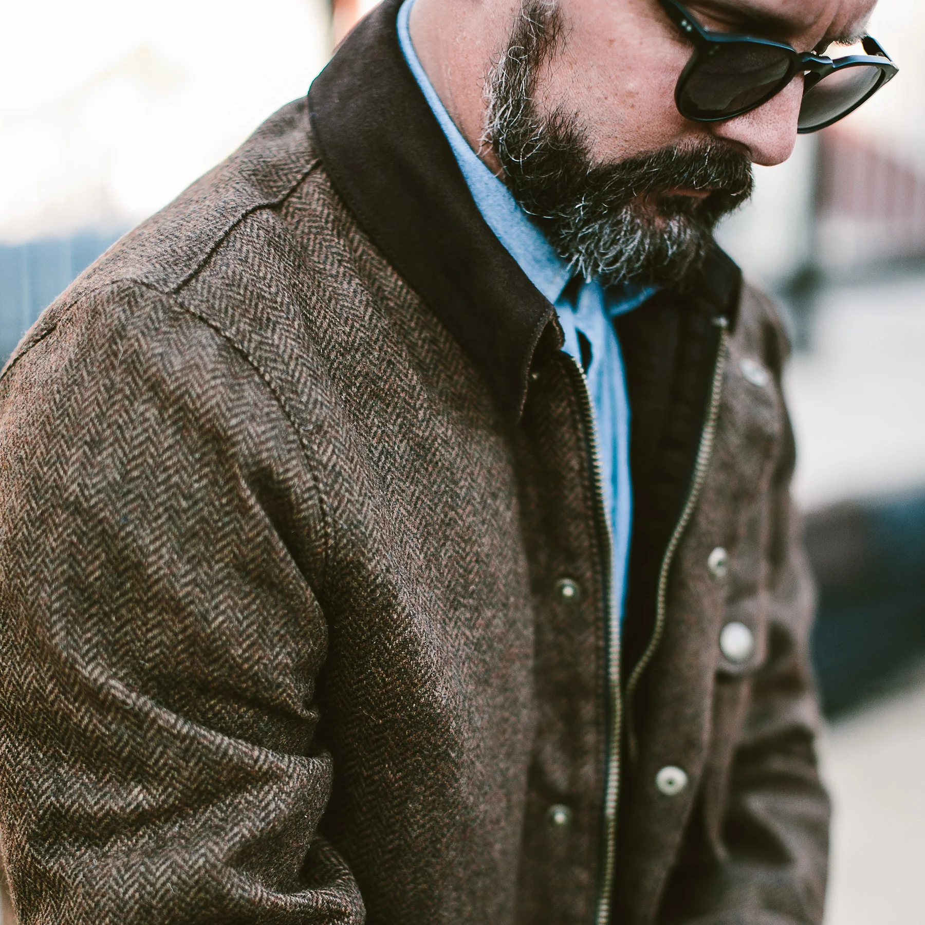 The Rover Jacket in Oak Herringbone Waxed Wool - Image 3