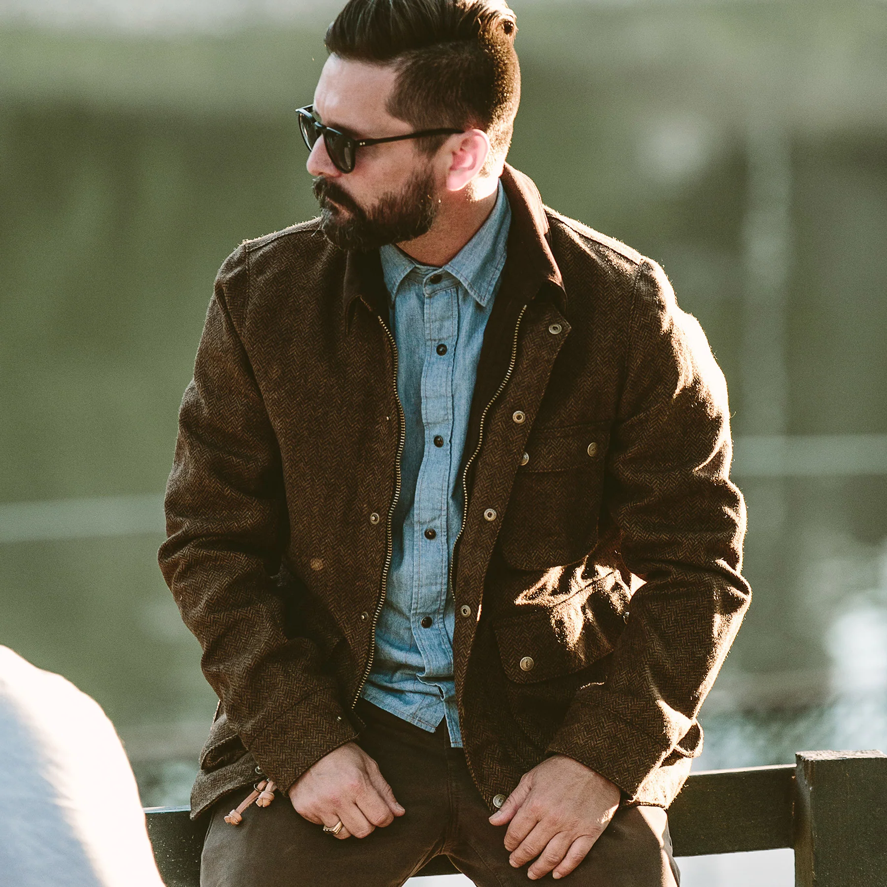 The Rover Jacket in Oak Herringbone Waxed Wool - Image 5