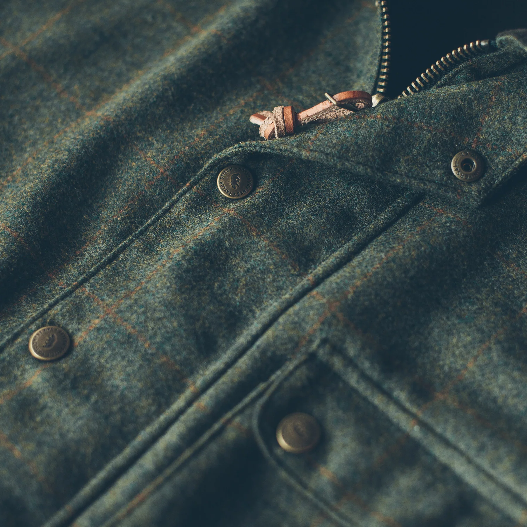 The Rover Jacket in Olive Plaid Waxed Wool - Image 2