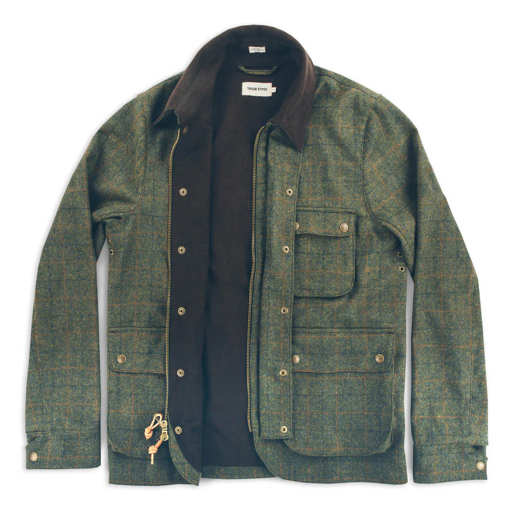 The Rover Jacket in Olive Plaid Waxed Wool - Image 3
