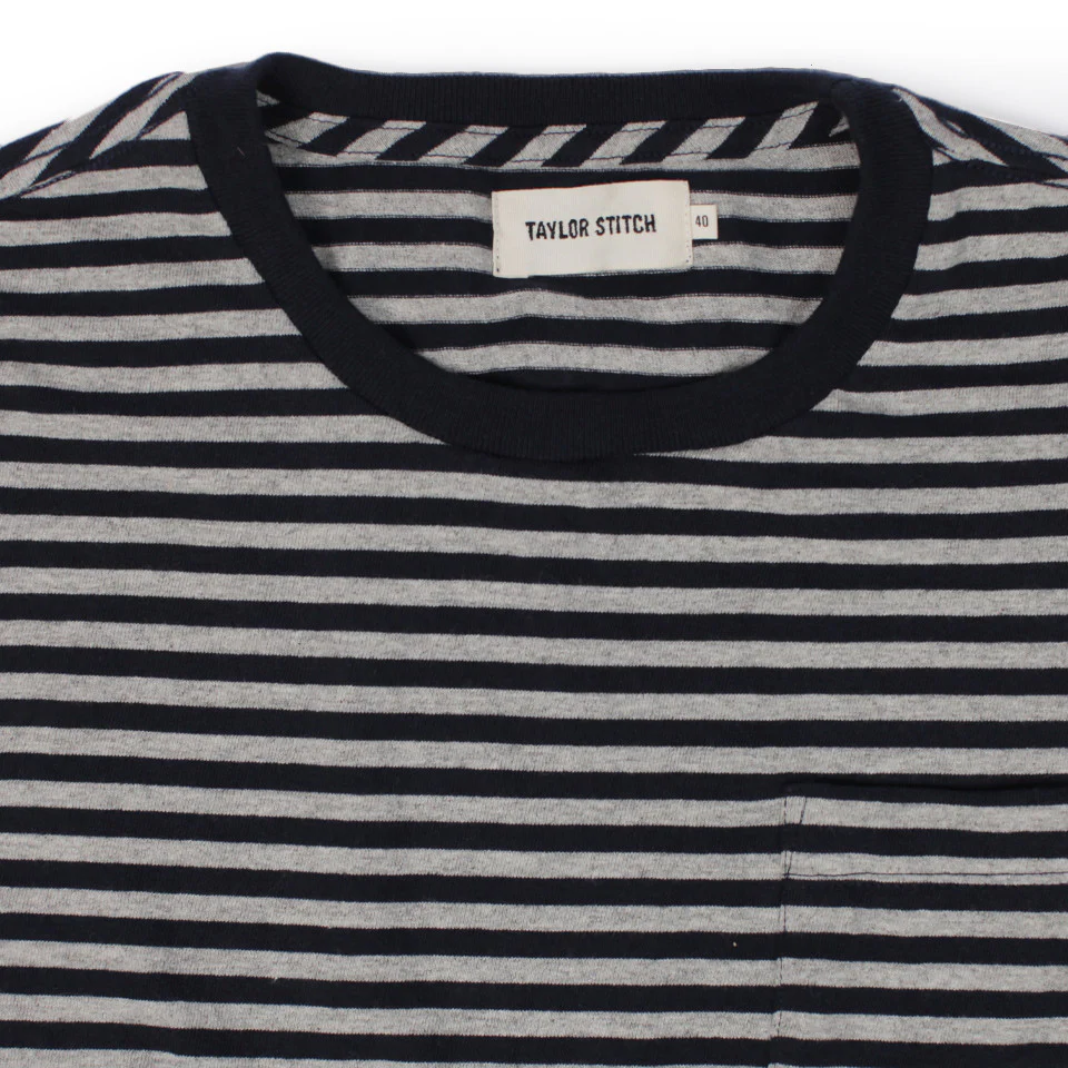The Sequoia Stripe Tee in Navy & Grey - Image 3