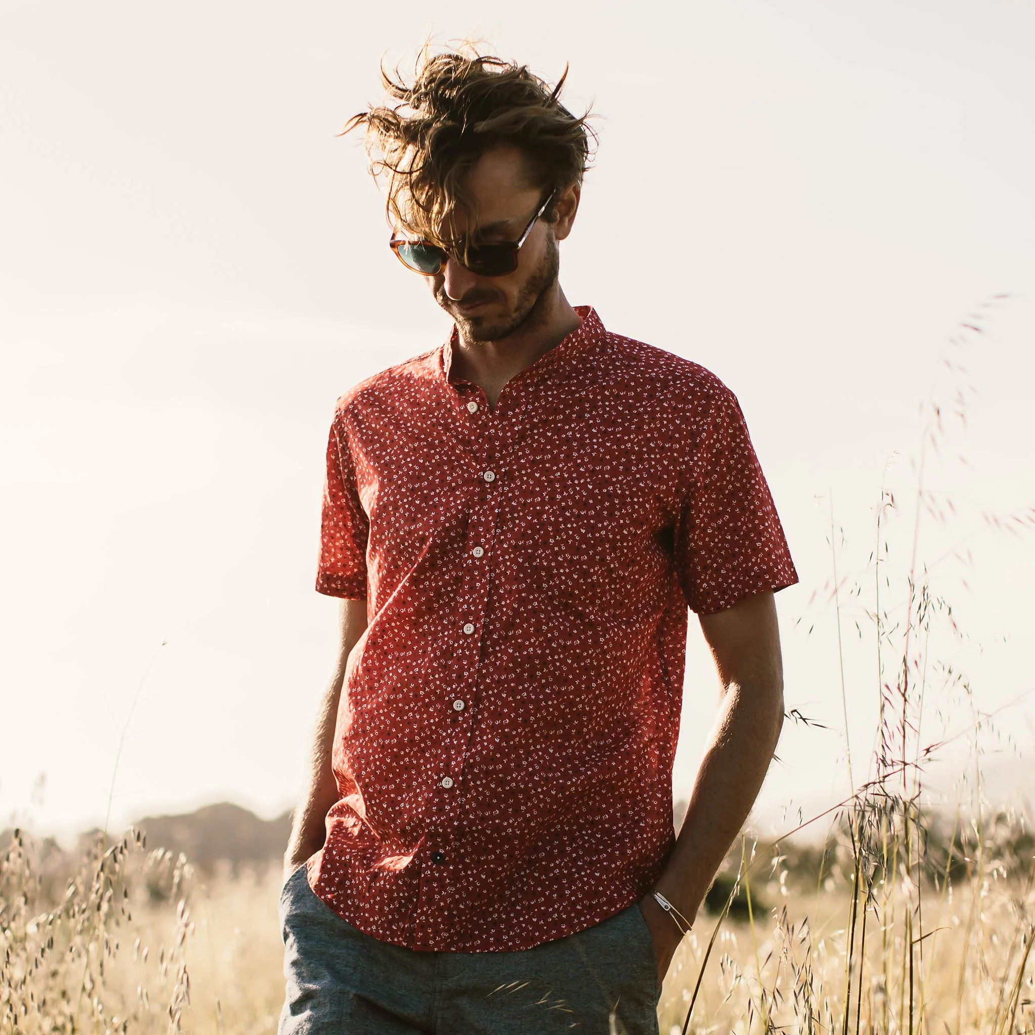 The Short Sleeve Bandit in Red Mini Floral - Image 2