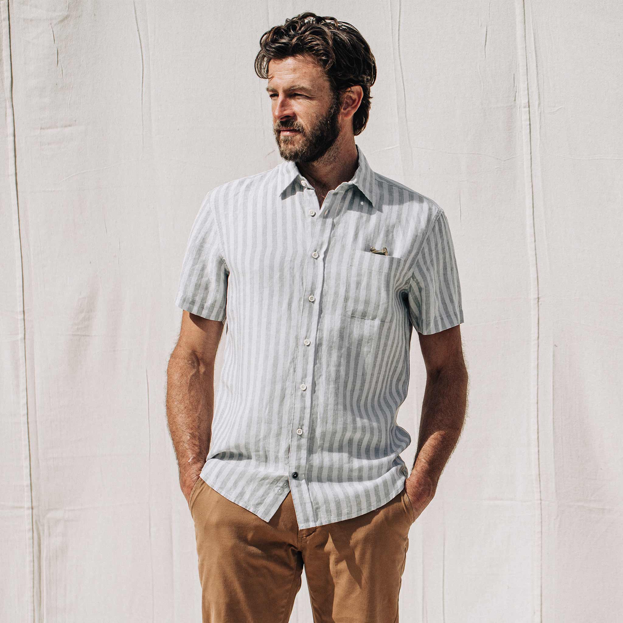 The Short Sleeve California in Grey Stripe - Image 2