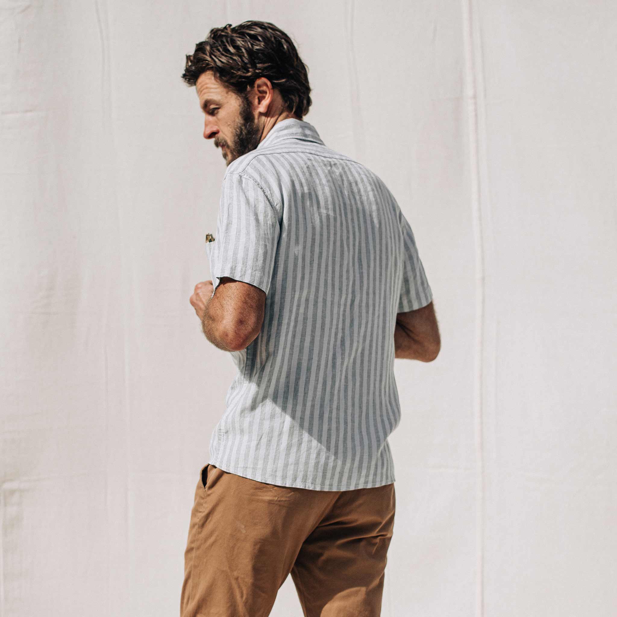 The Short Sleeve California in Grey Stripe - Image 6