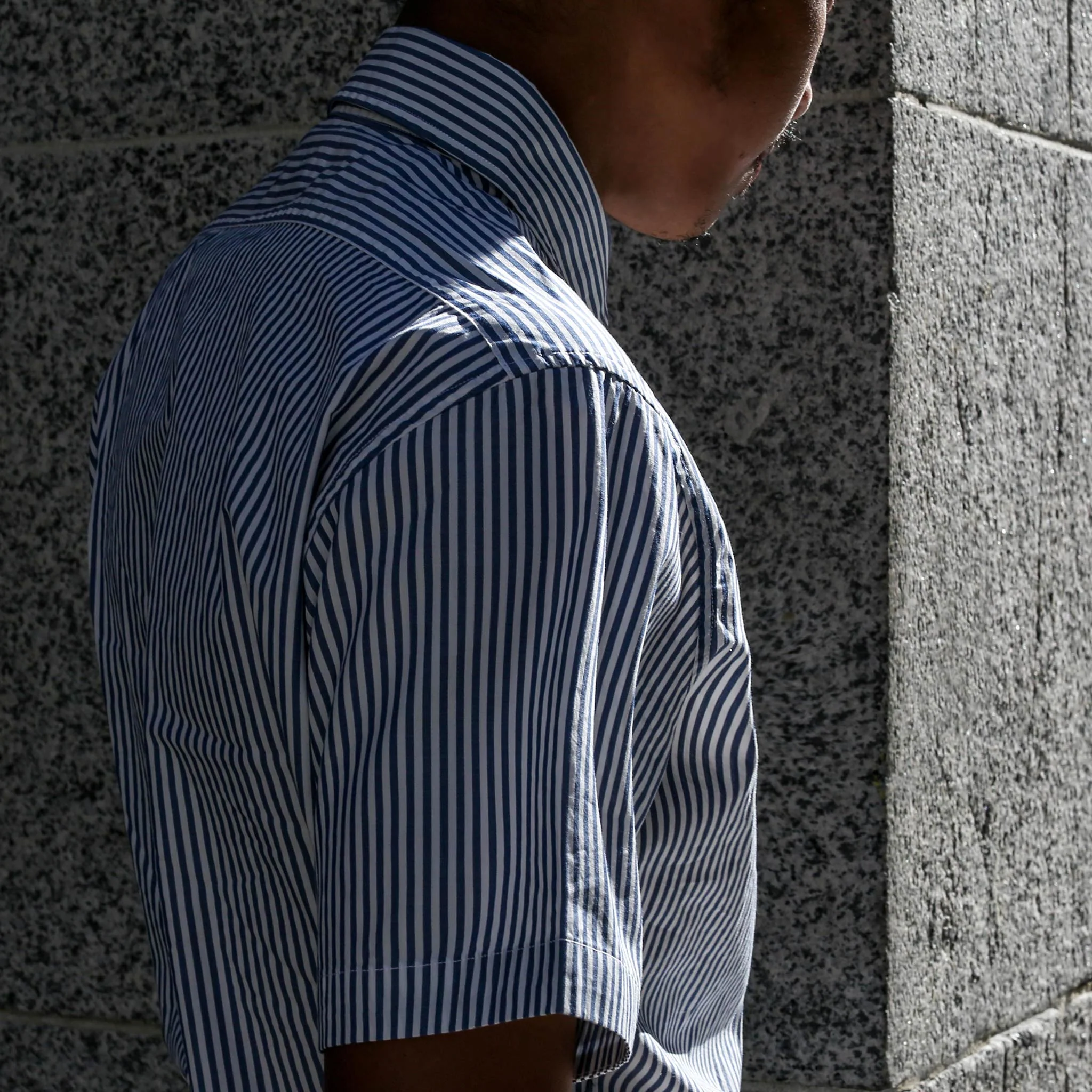 The Short Sleeve California in Navy Stripe Poplin - Image 3