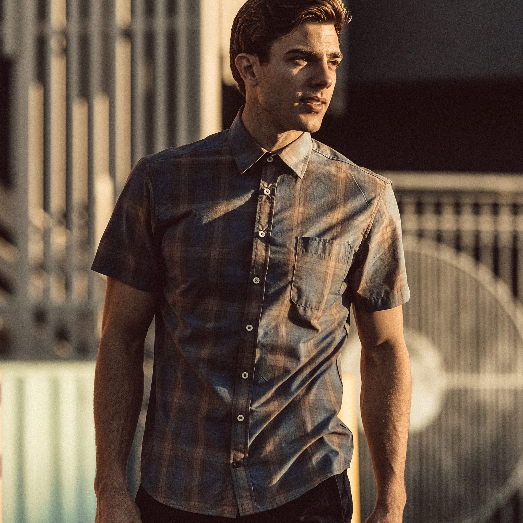 The Short Sleeve California in Melange Plaid - Image 3