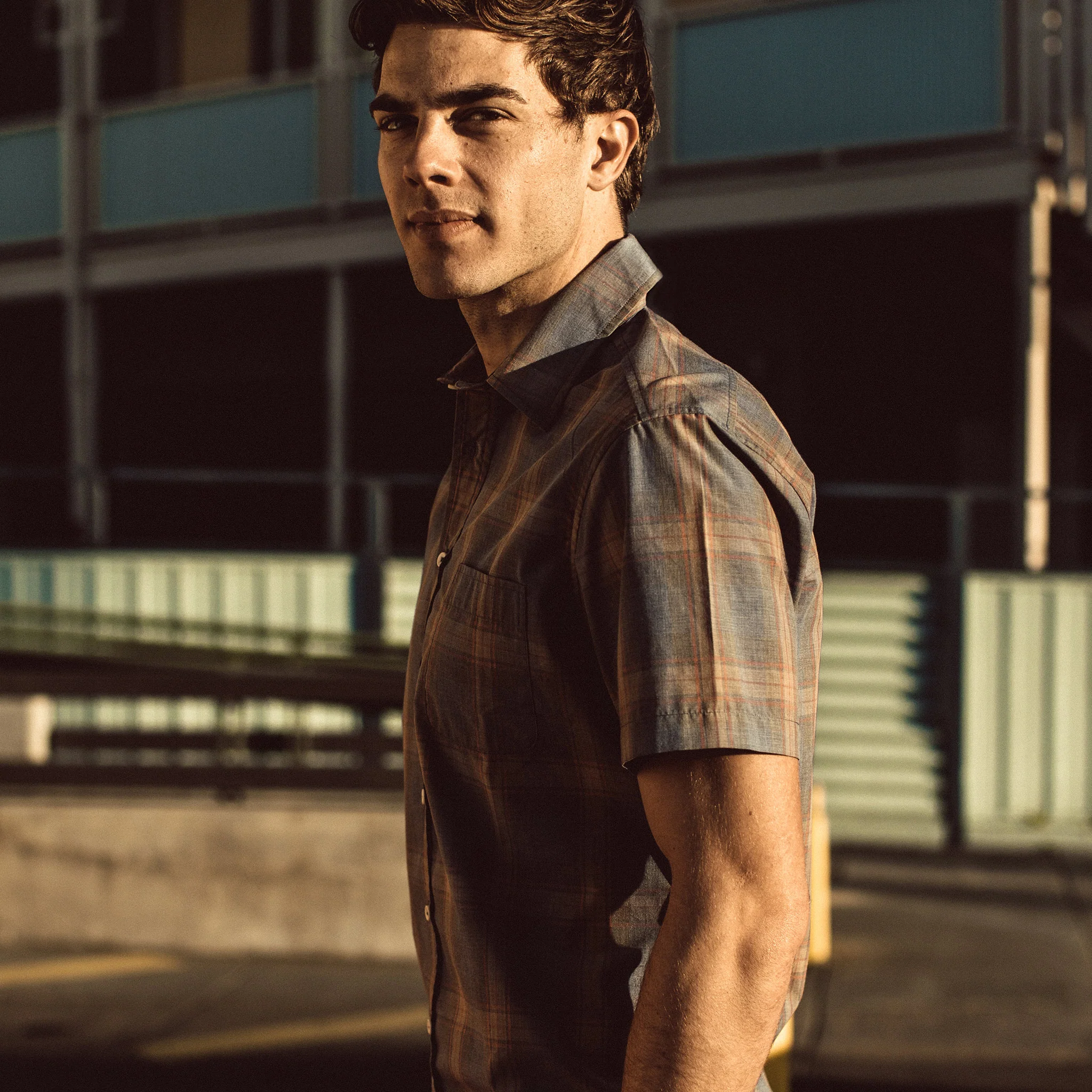 The Short Sleeve California in Melange Plaid - Image 5