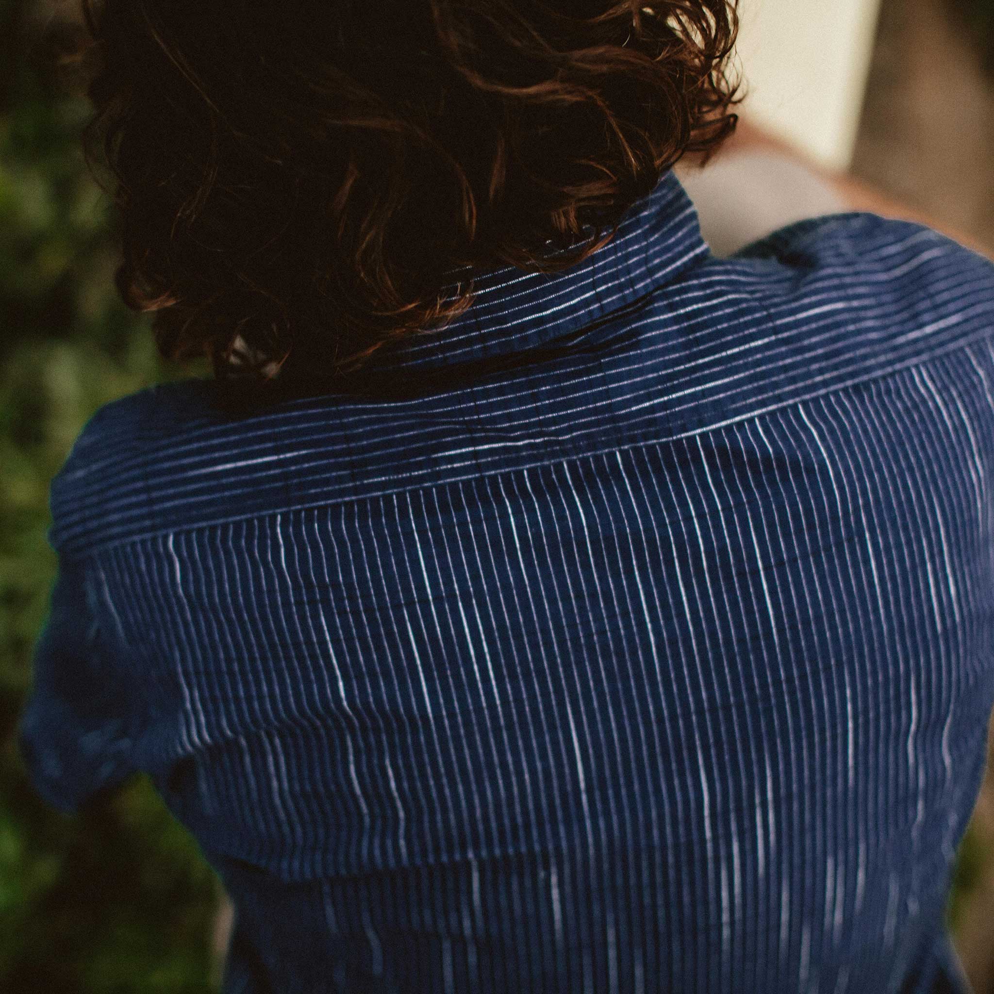 The Short Sleeve California in Navy Slub Stripe - Image 3