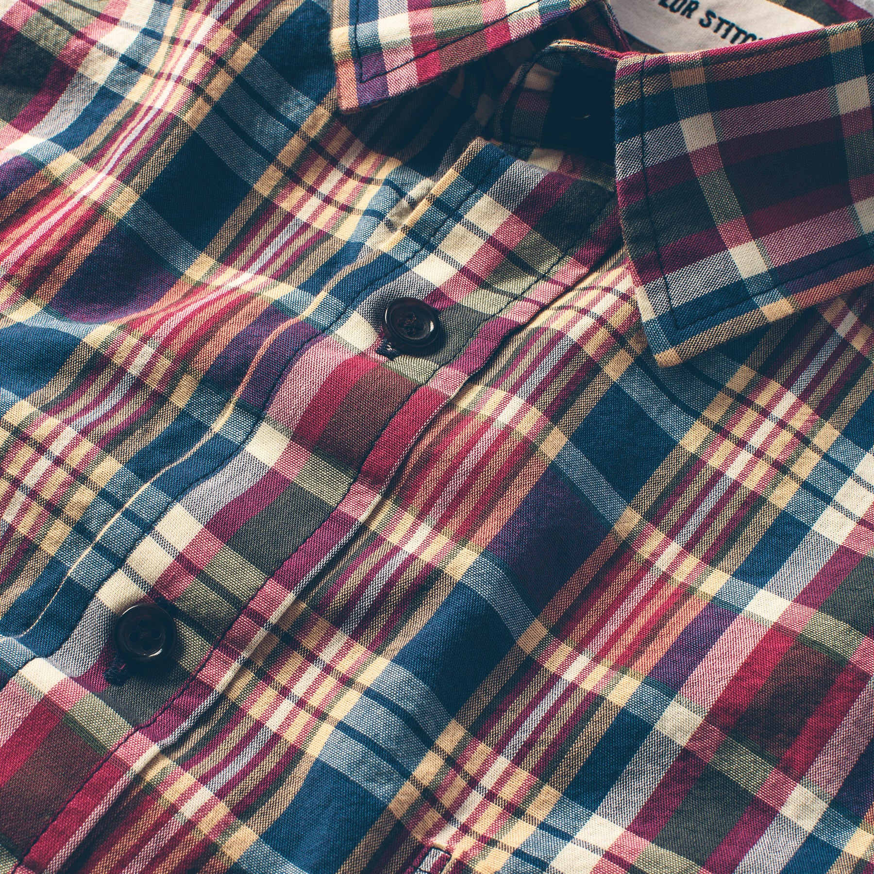 The Short Sleeve California in Red Madras - Image 7