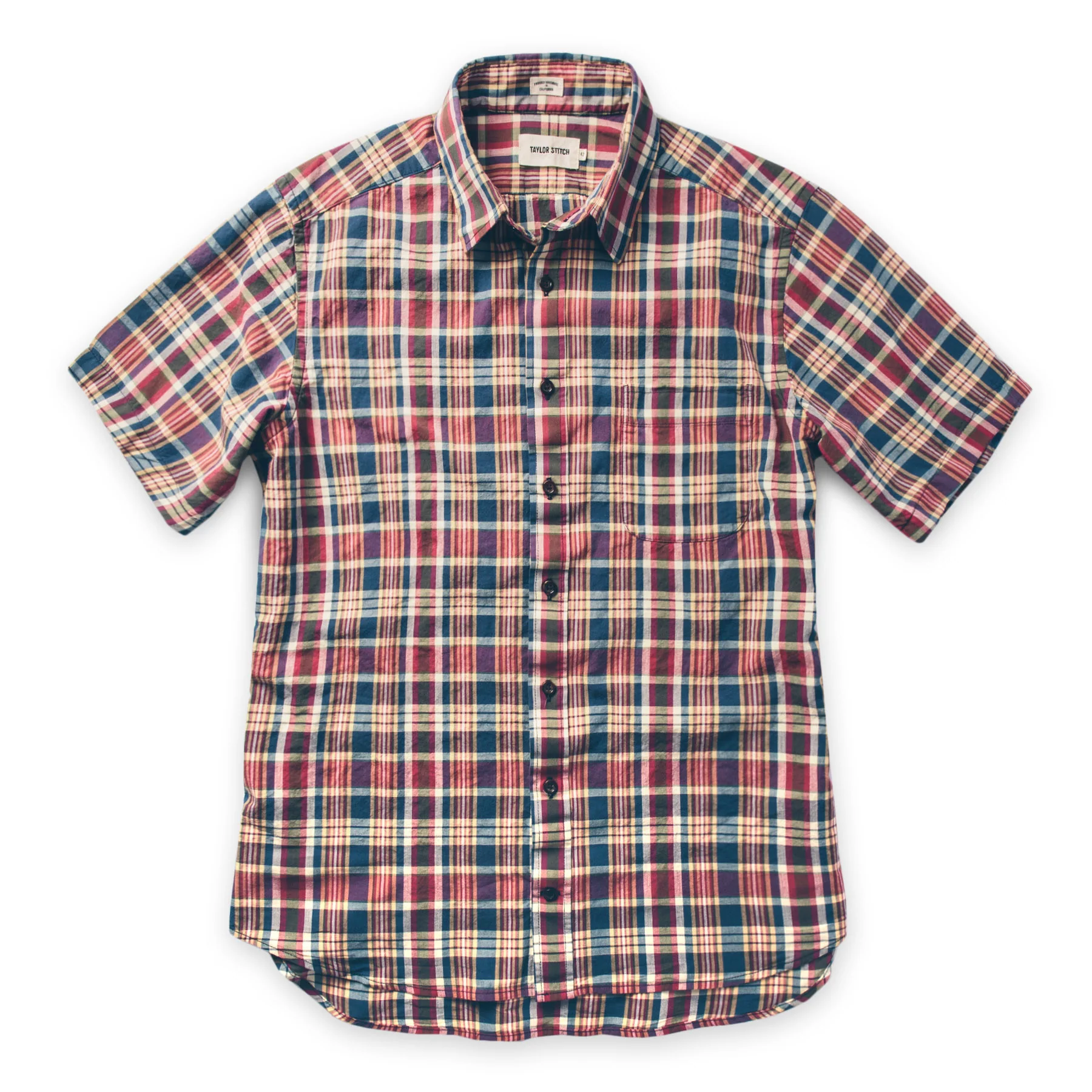 The Short Sleeve California in Red Madras - Image 8