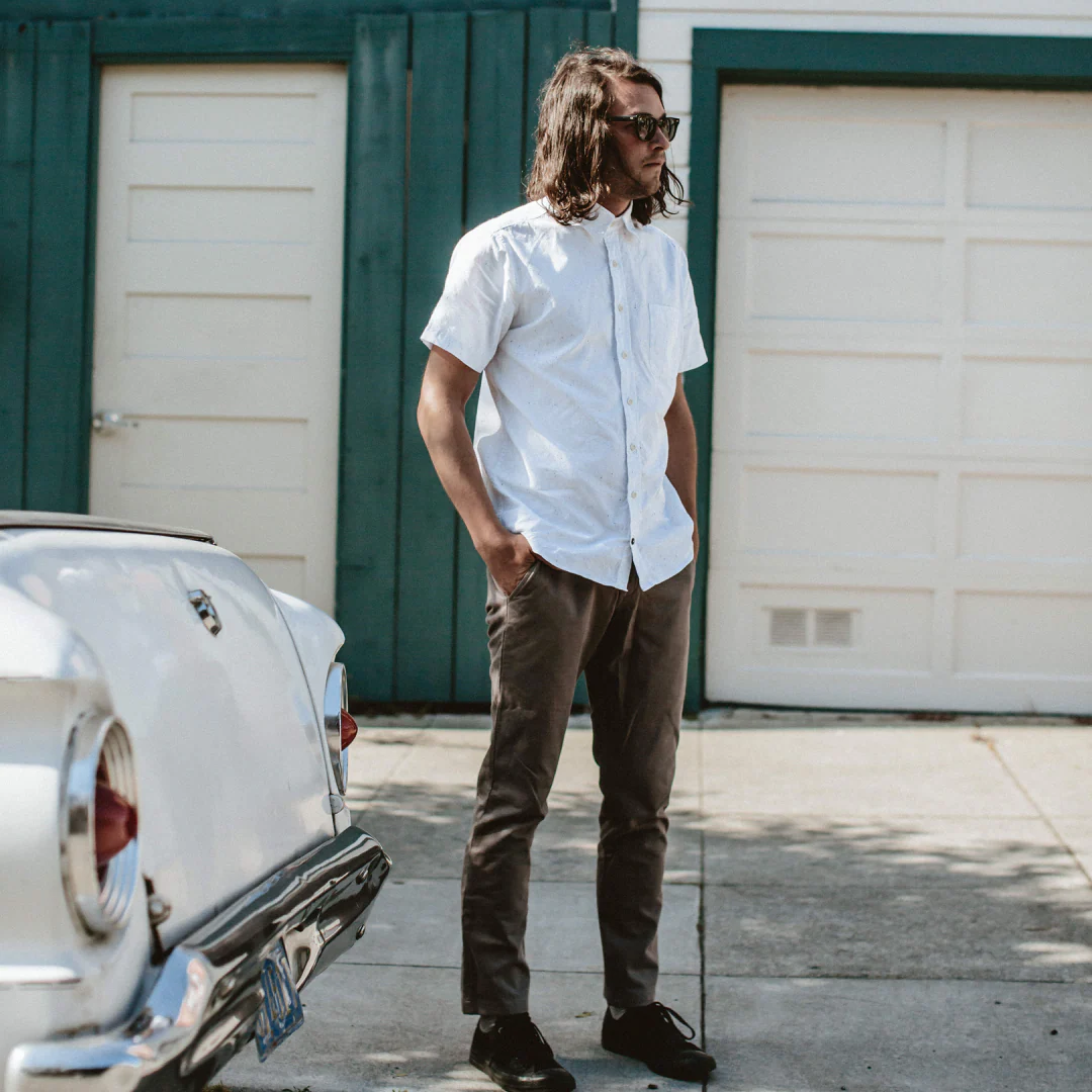 The Short Sleeve California in White Spacedye - Image 5