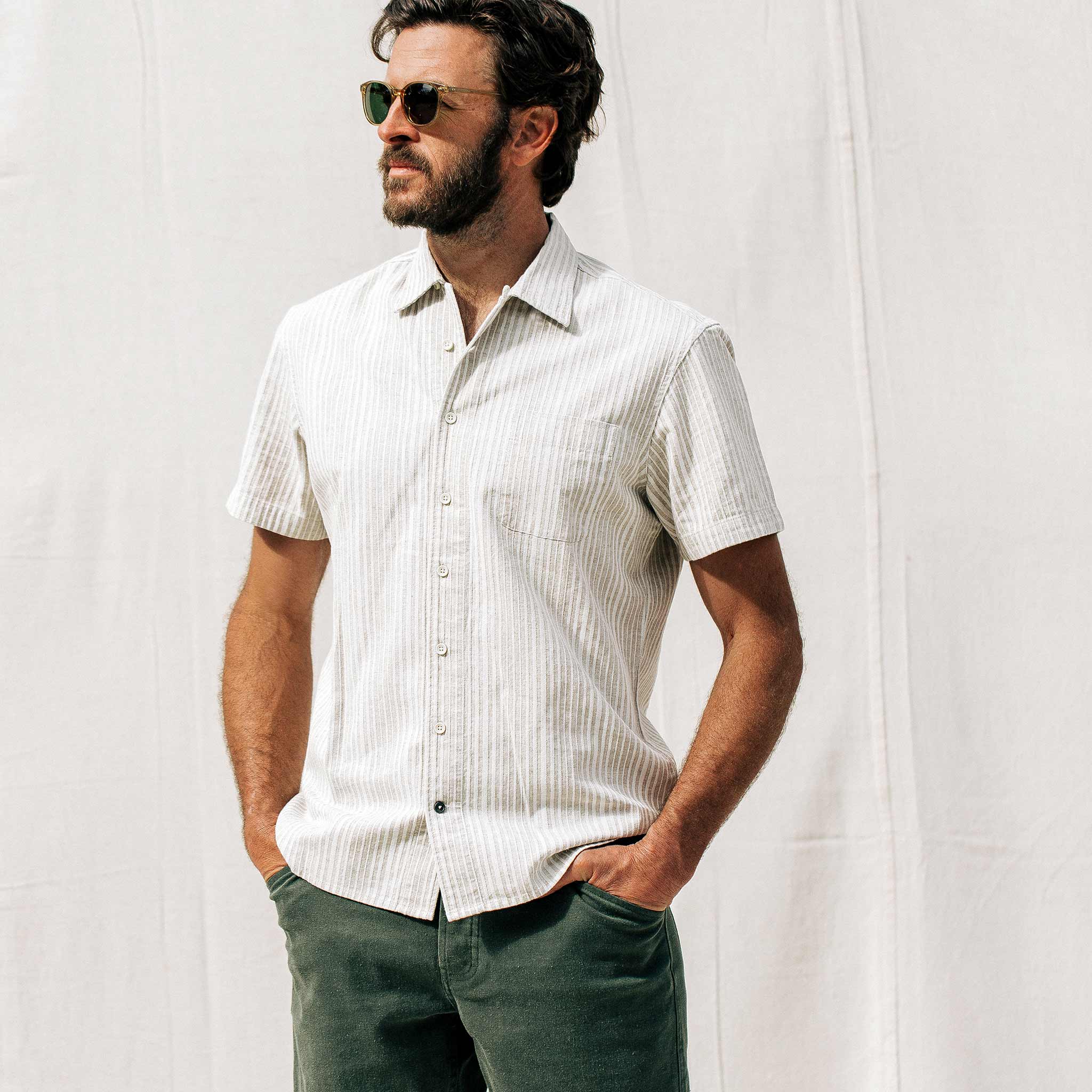 The Short Sleeve Hawthorne in Natural Stripe - Image 2