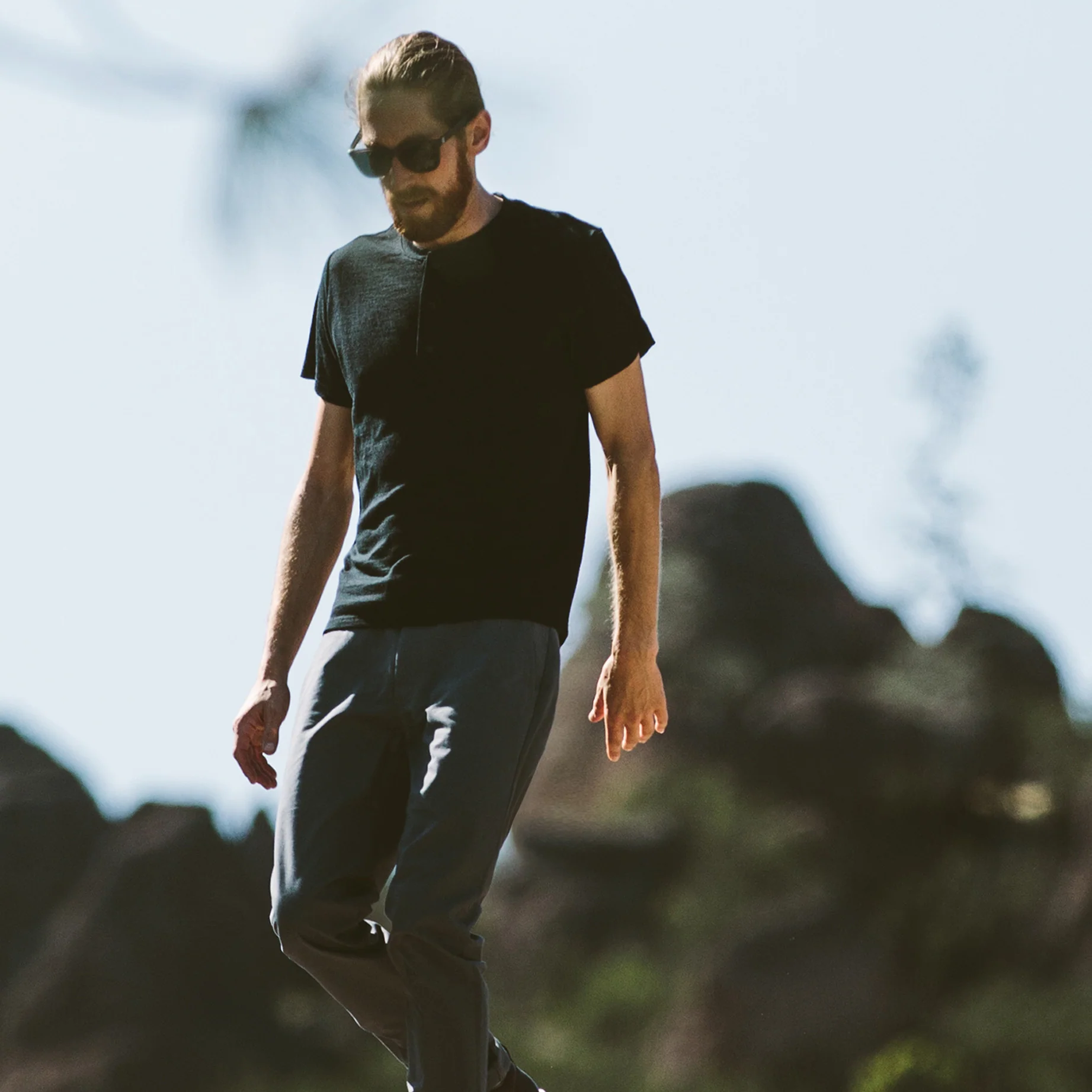 The Short Sleeve Henley in Black Merino - Image 2