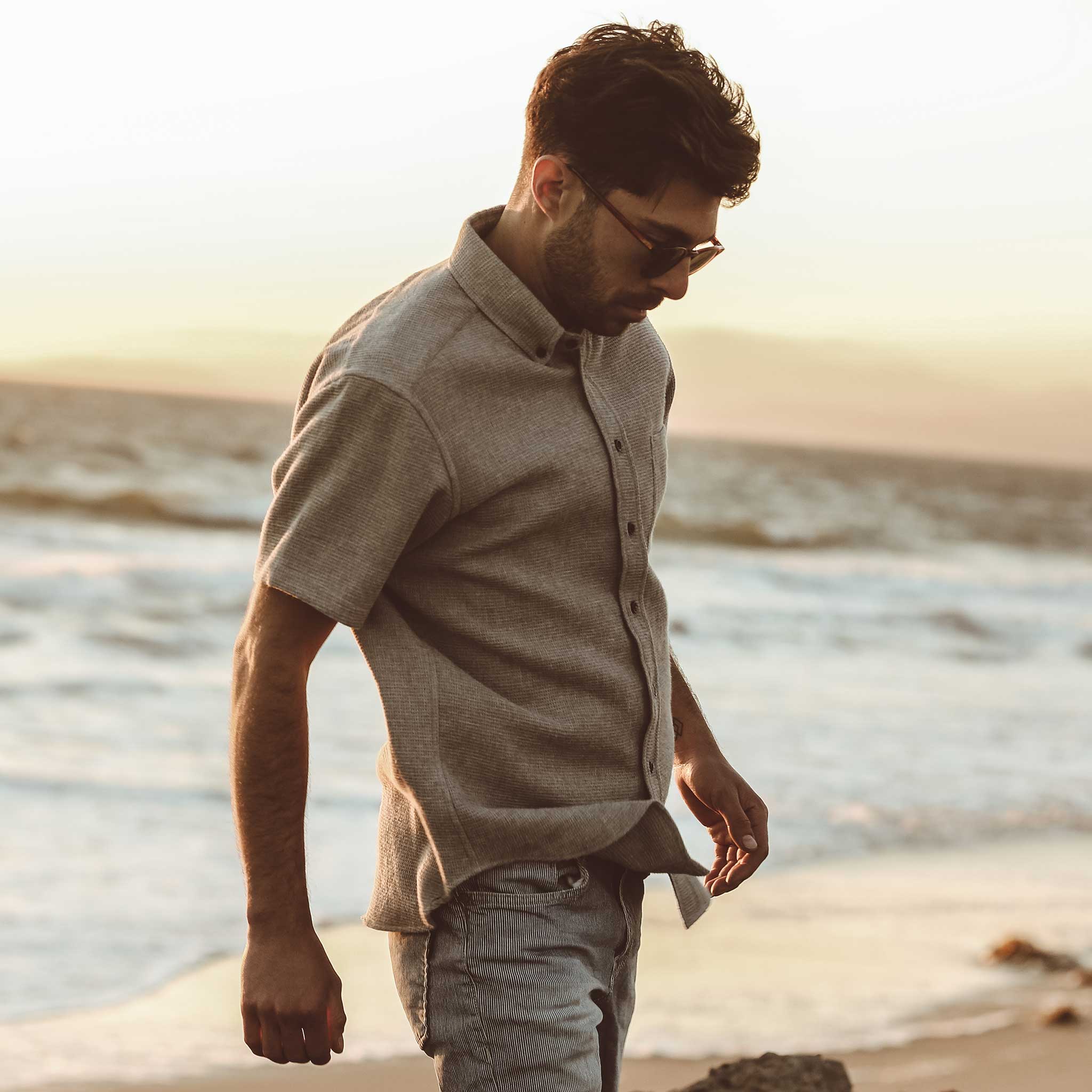 The Short Sleeve Jack in Ash Waffle - Image 2