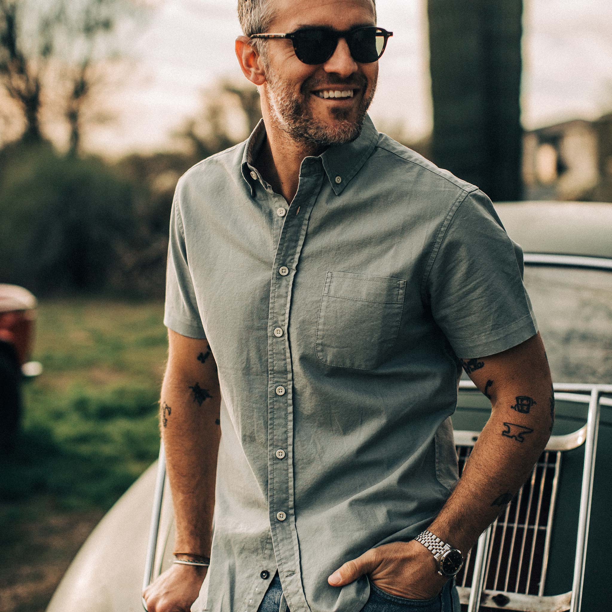 The Short Sleeve Jack in Dusk Oxford - Image 2