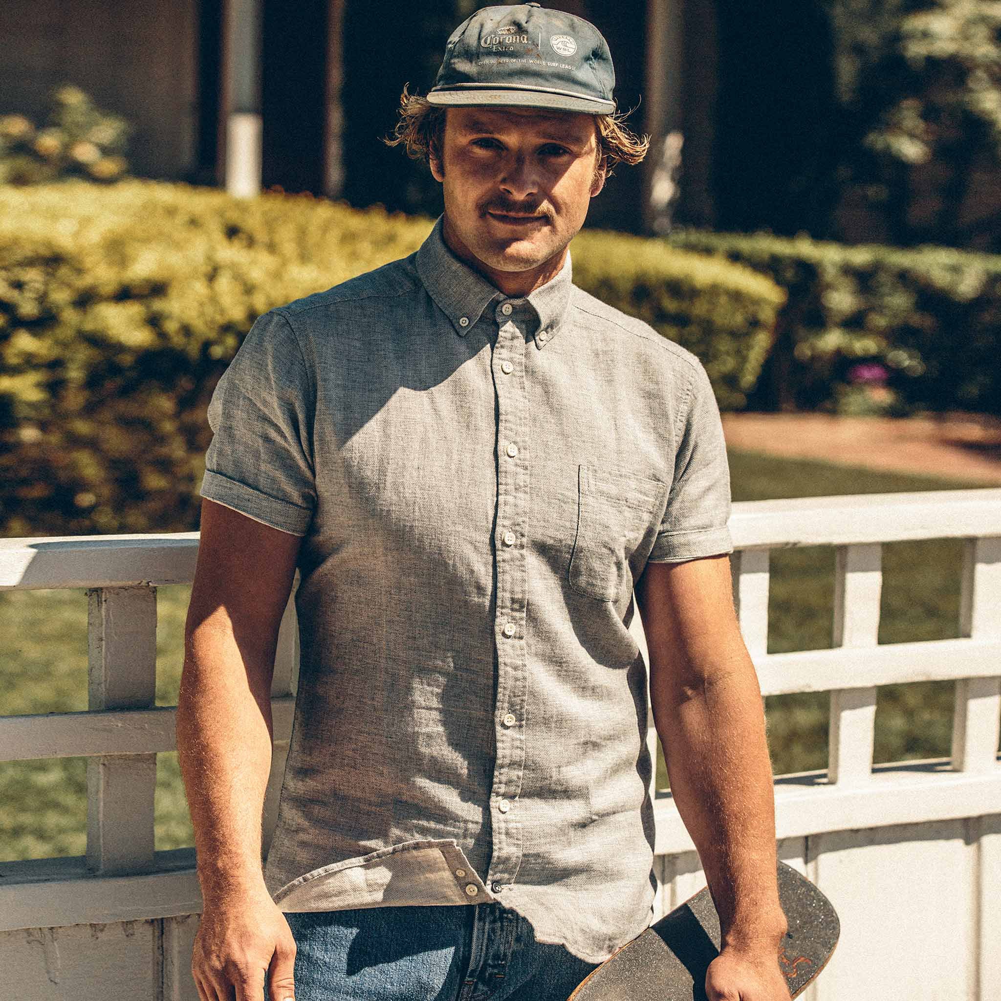 The Short Sleeve Jack in Heather Navy - Image 2