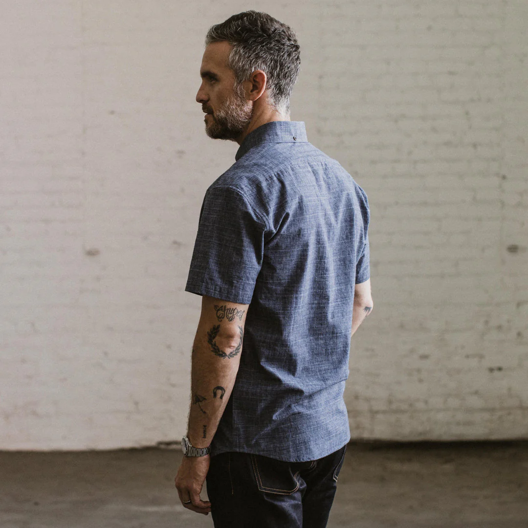 The Short Sleeve Jack in Navy Slub Glen Plaid - Image 5