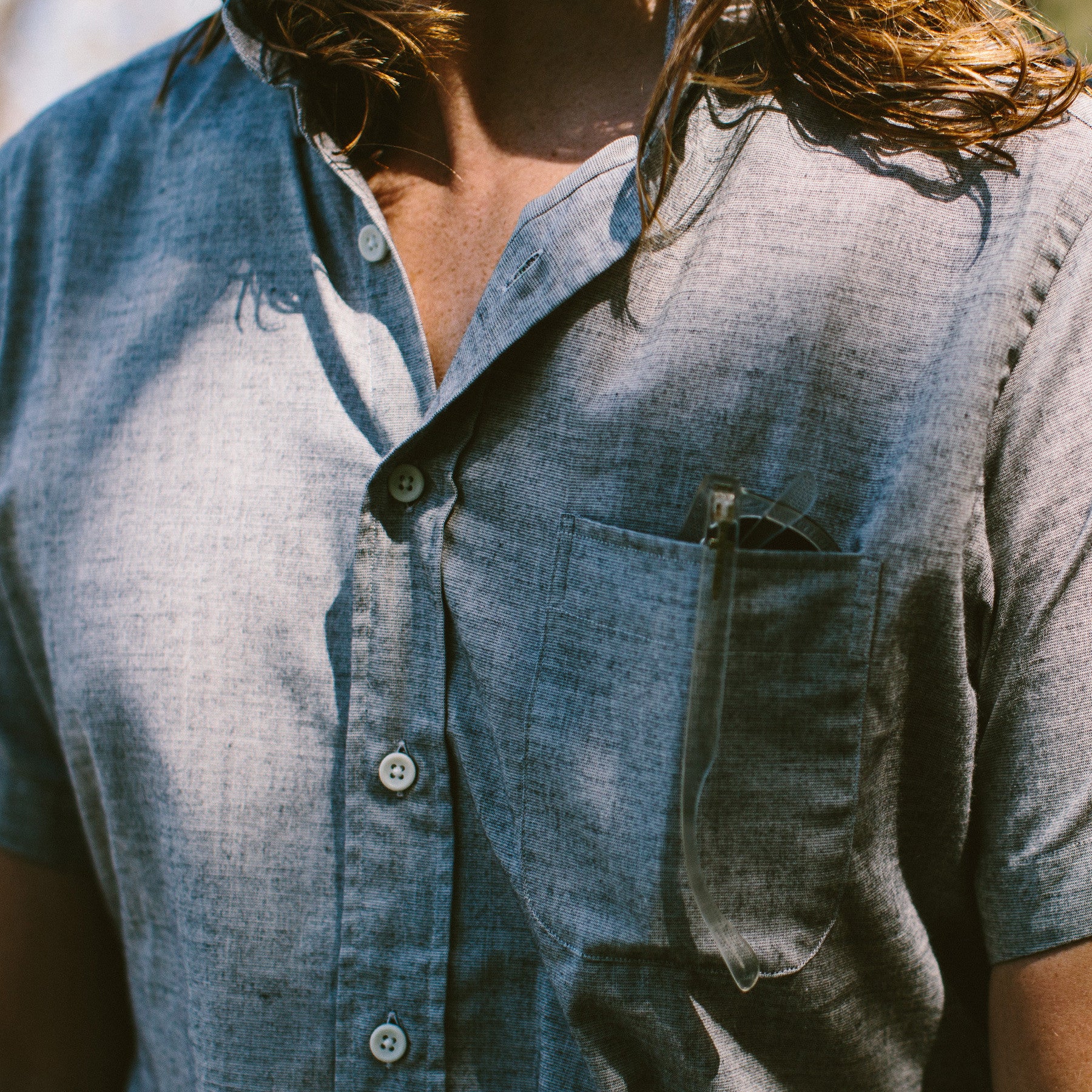The Short Sleeve Jack in Steel Chambray - Image 3