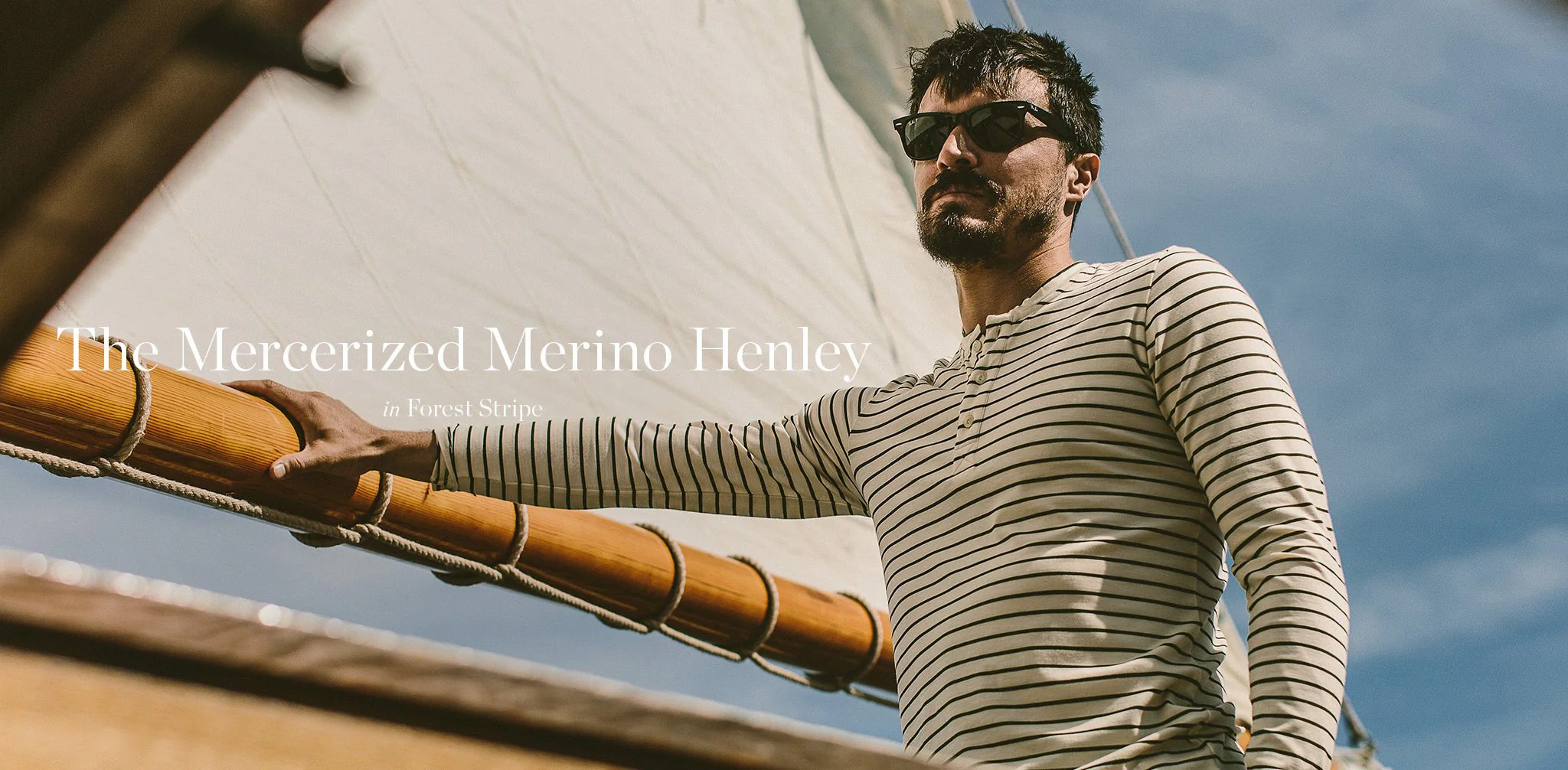 The Mercerized Merino Henley in Forest Stripe - Image 7