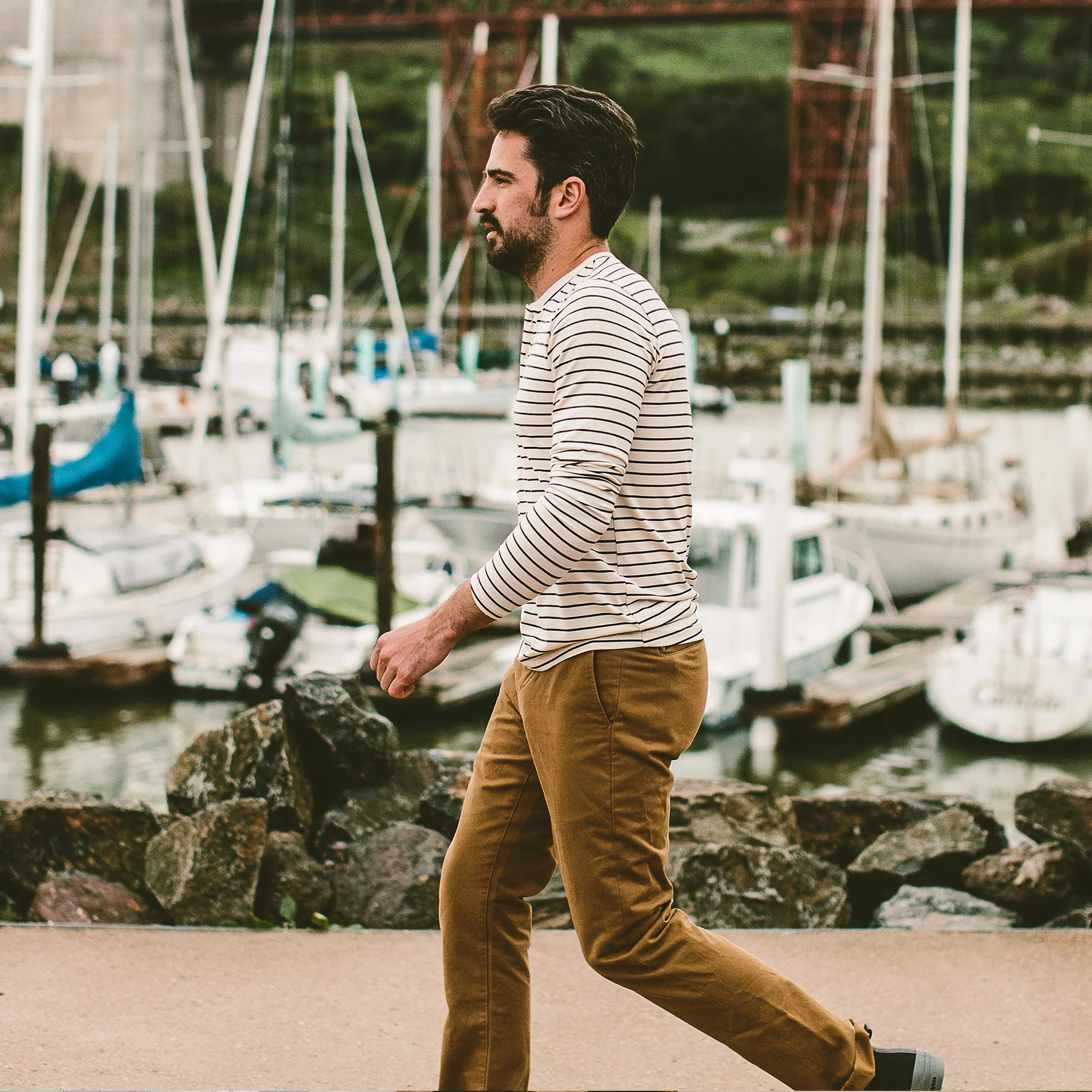 The Mercerized Merino Henley in Navy Stripe - Image 5