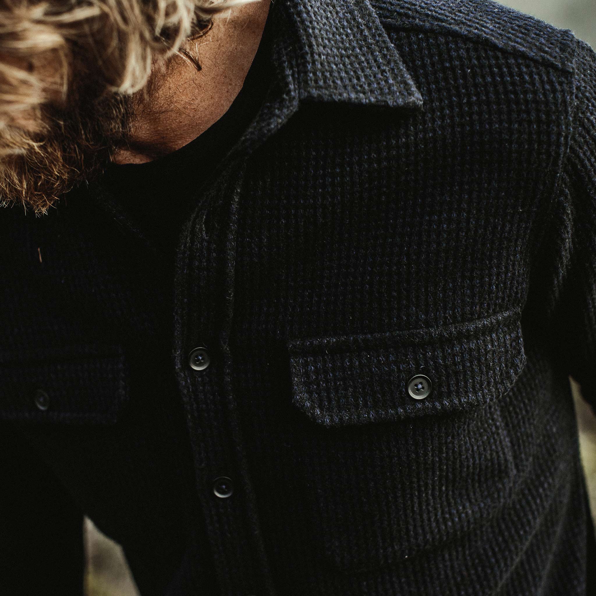 The Summit Shirt in Heather Navy Waffle - Image 4