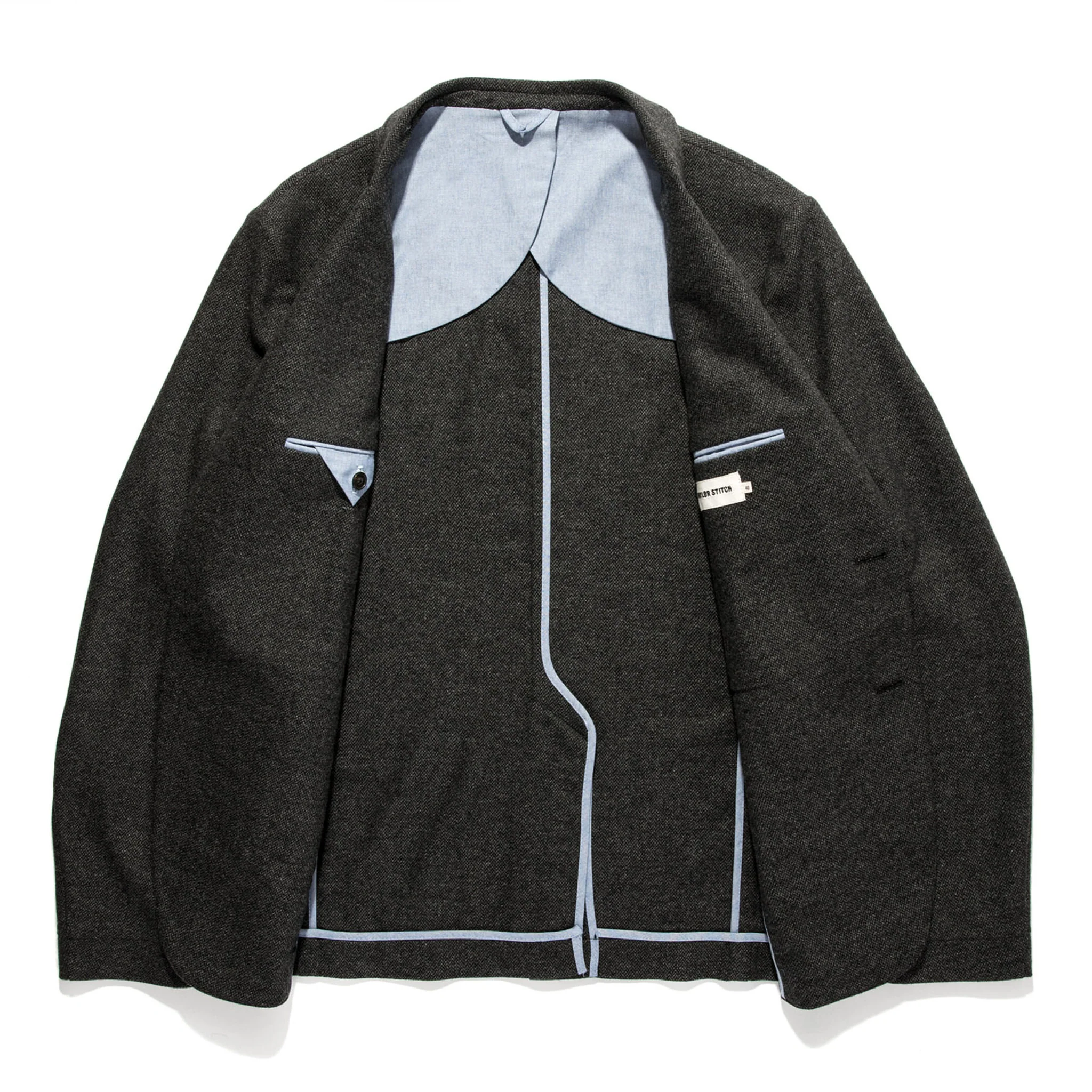The Telegraph Jacket in Charcoal Herringbone - Image 12