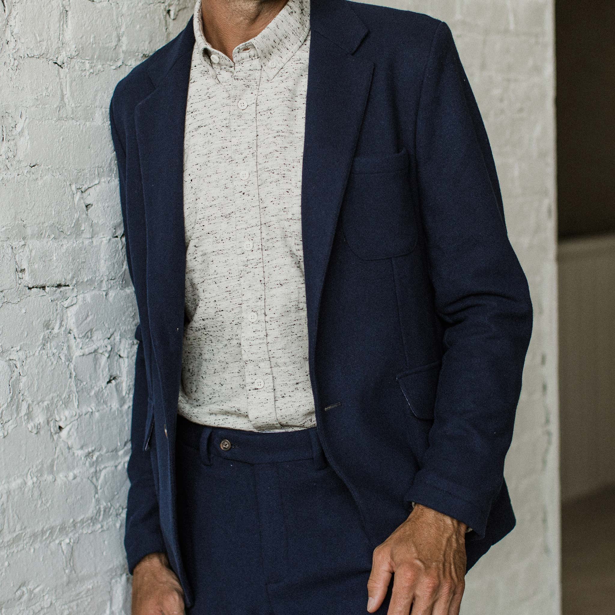 The Telegraph Jacket in Navy Boiled Wool - Image 3